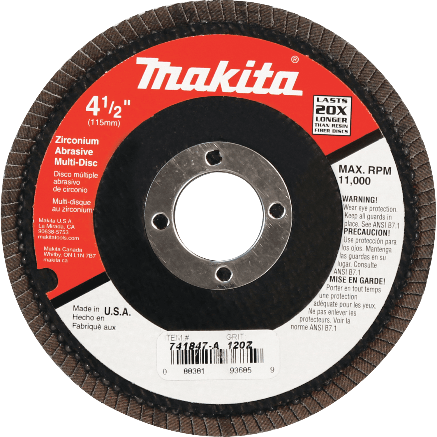 Picture of 4-1/2" x 7/8" Multi-Disc, 120 Grit, Angled Type 29