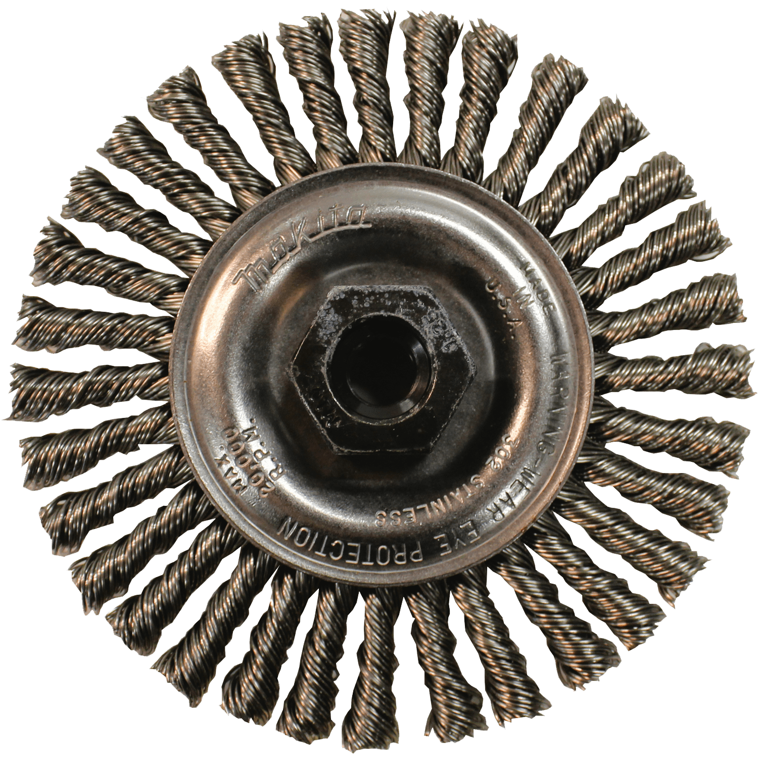 Picture of 4" Stringer Bead Twist Wire Wheel, Stainless, M10 x 1.25