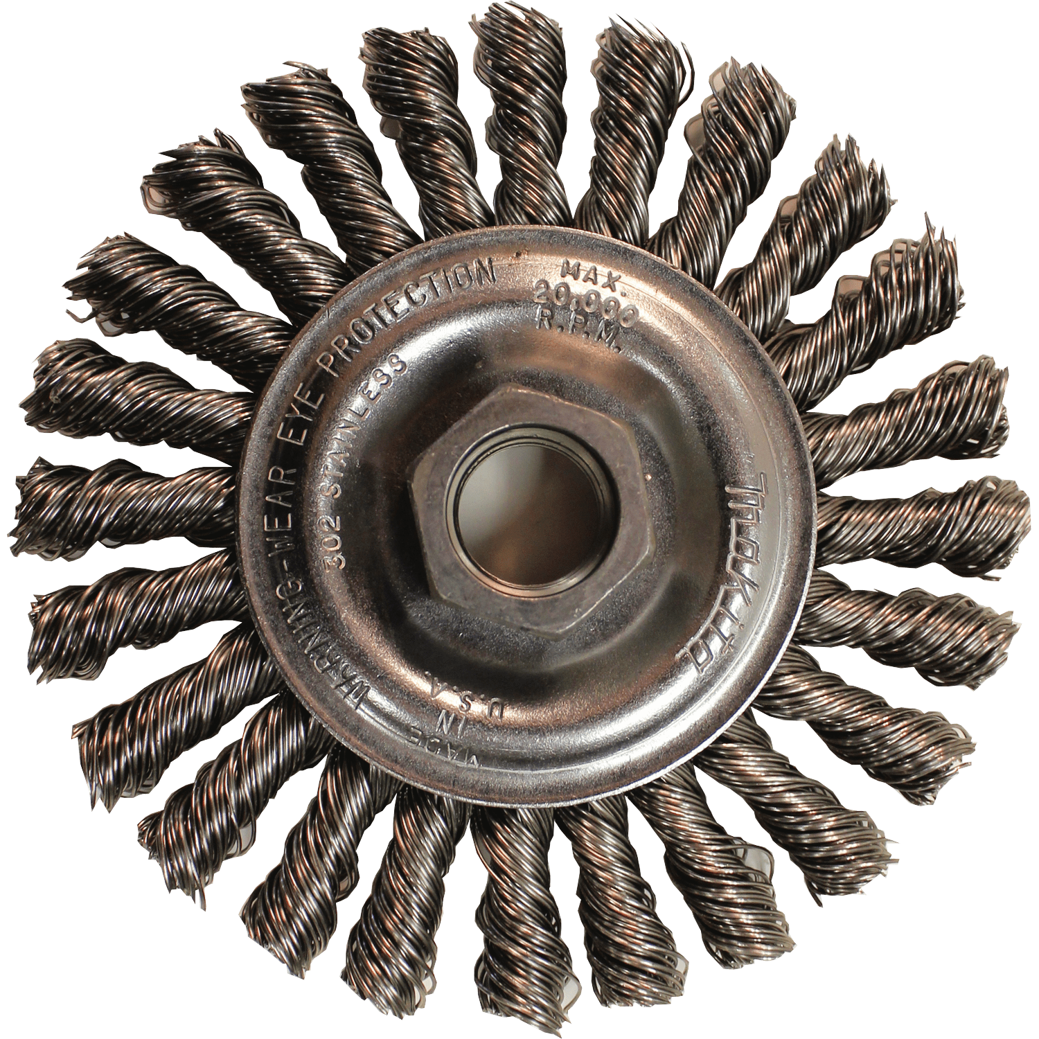 Picture of 4" Knot Cable Twist Wire Wheel, Stainless, 5/8"-11