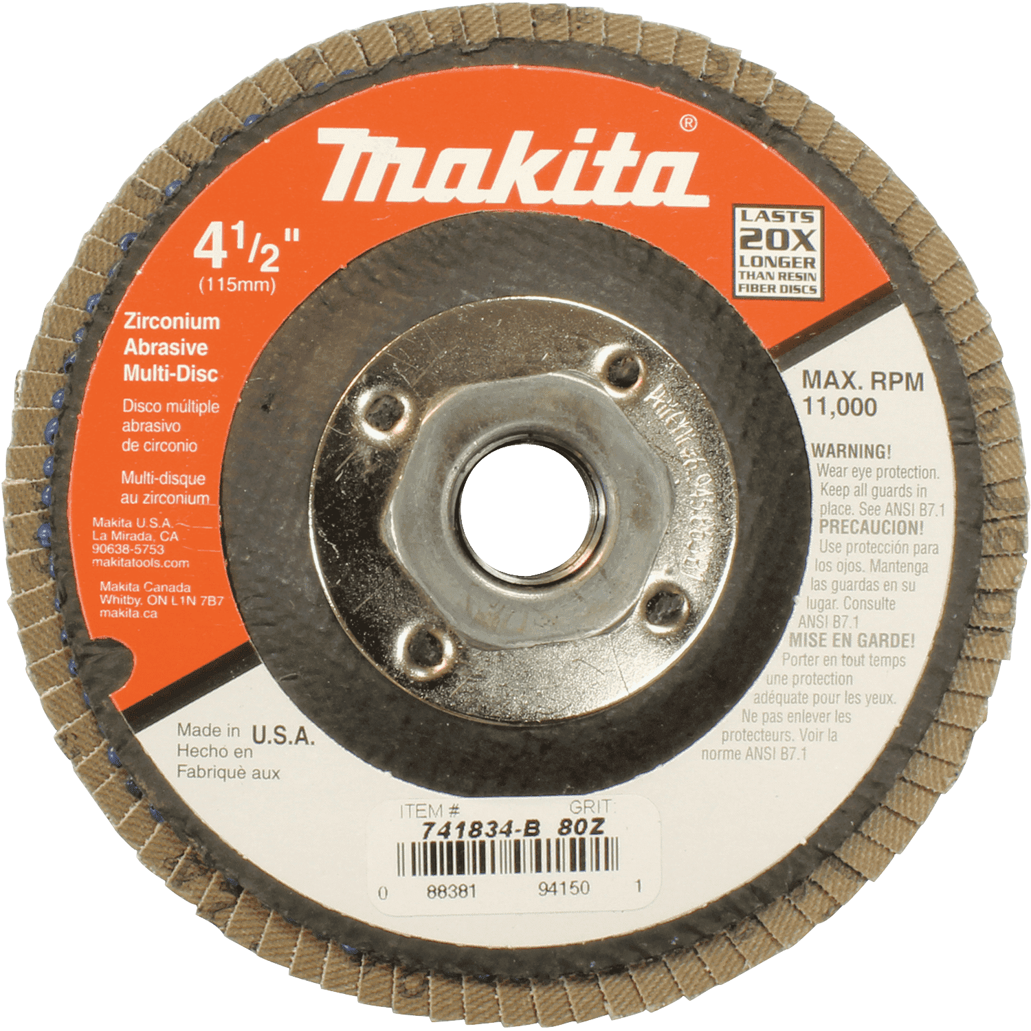 Picture of 4-1/2" Multi-Disc Hubbed, 80 Grit, Angled Type 29, 10/pk