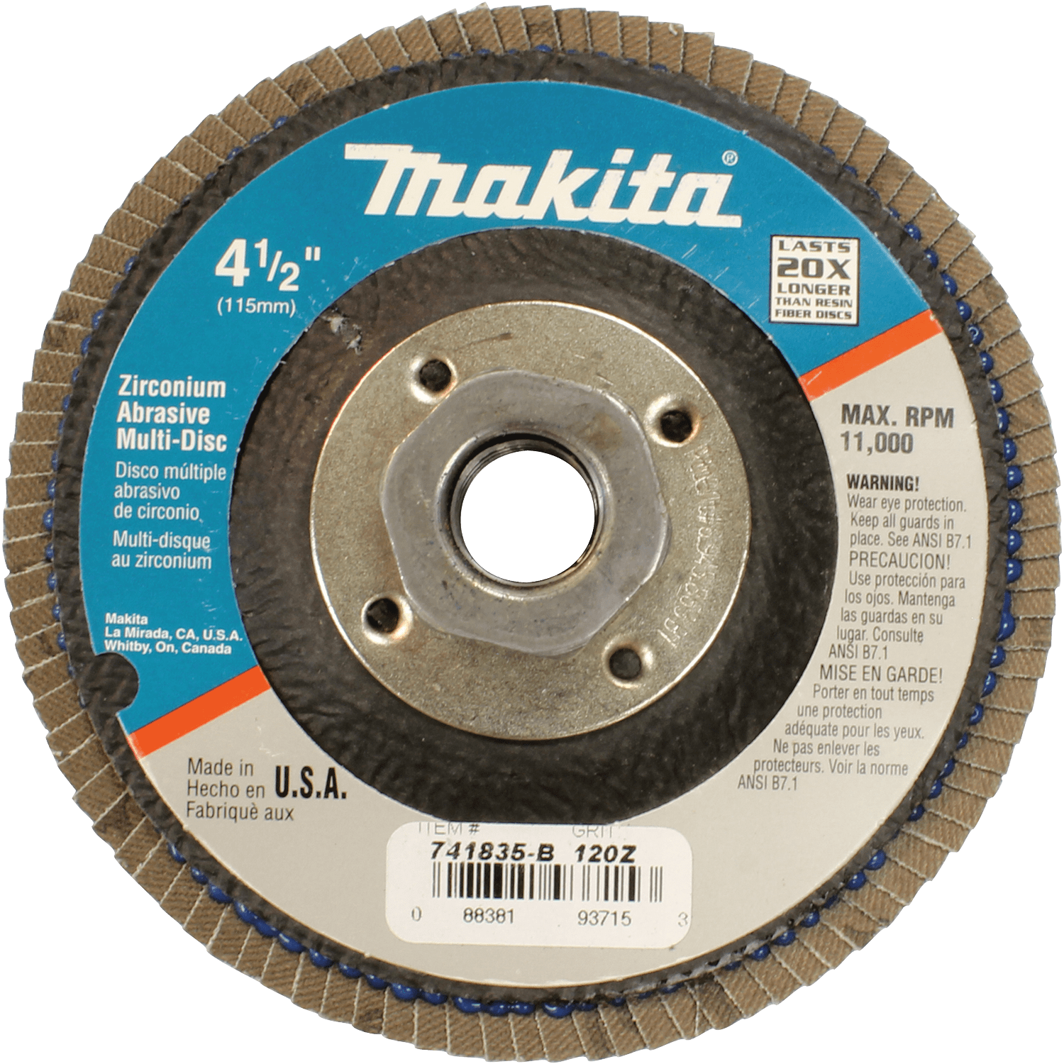 Picture of 4-1/2" Multi-Disc Hubbed, 120 Grit, Angled Type 29, 10/pk