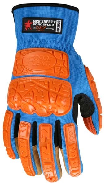 Picture of Glove MCR ForceFlex Top Blue Palm Synthetic Leather Padded Wrist Slip-On - L