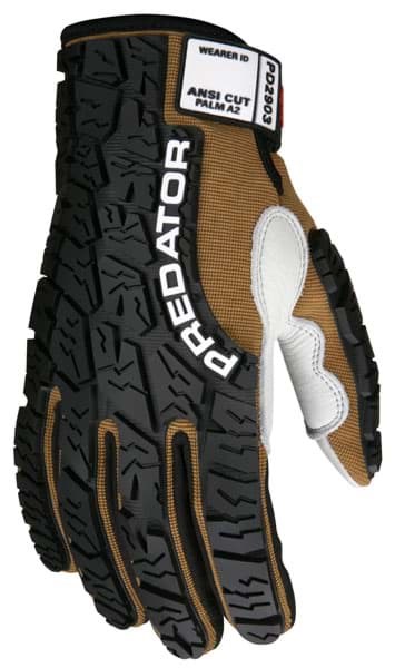 Picture of Glove MCR Predator Top Brown Palm Leather Padded Wrist Adjustable - XL