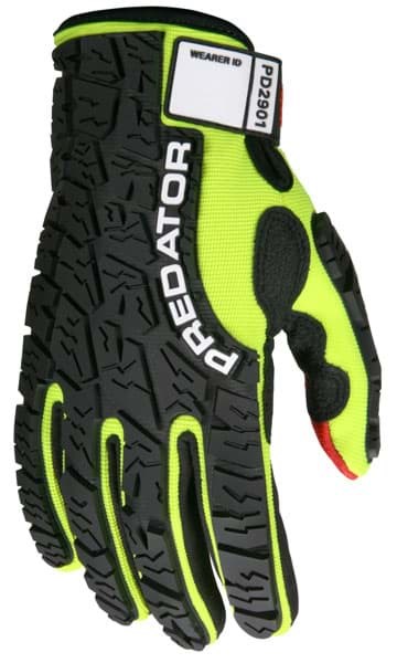 Picture of Glove MCR Predator Top Lime Palm Polyurethane Textured Wrist Adjustable - L