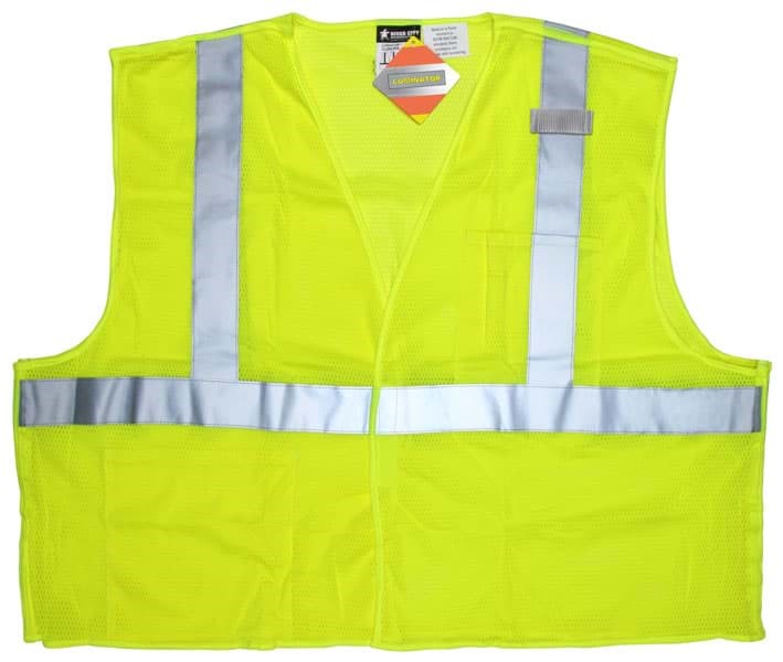 Picture of Vest Safety Mesh Green w/ Stripes Silver Class 2 Flame Resistant - XL