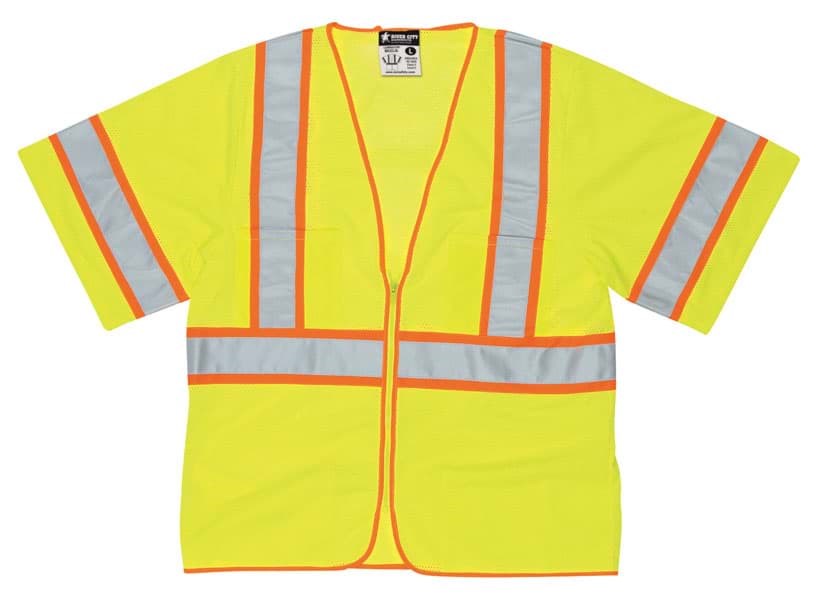 Picture of Vest Safety Mesh Green w/ Stripes Silver/Orange Class 3 - L