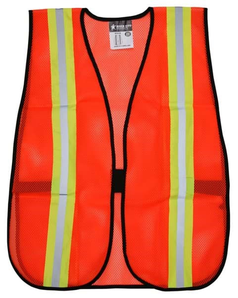 Picture of Vest Safety Mesh Orange w/ Stripes Silver/Lime
