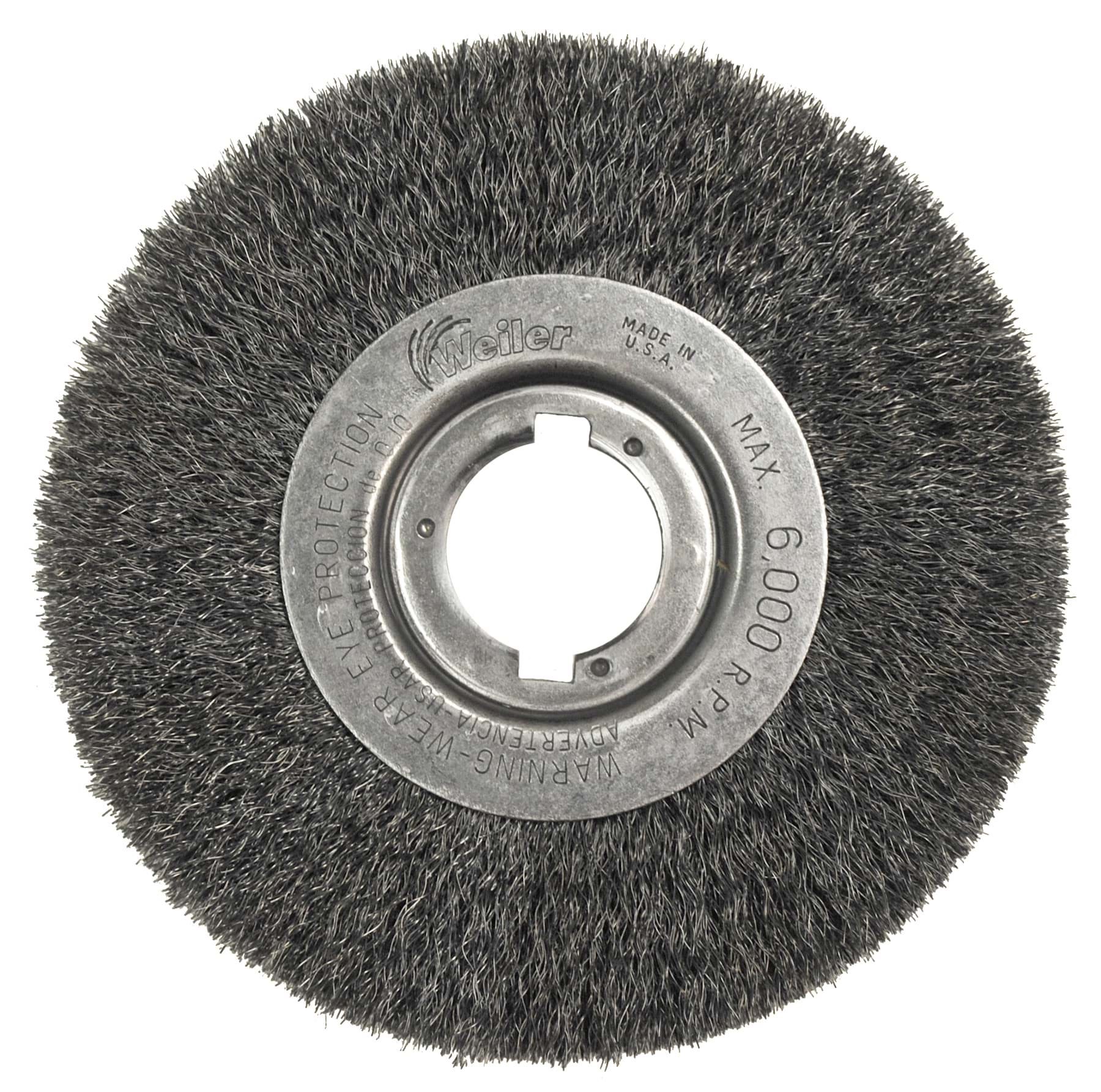 Picture of 6" Narrow Face Crimped Wire Wheel, .008" Steel Fill, 1-1/4" Arbor Hole