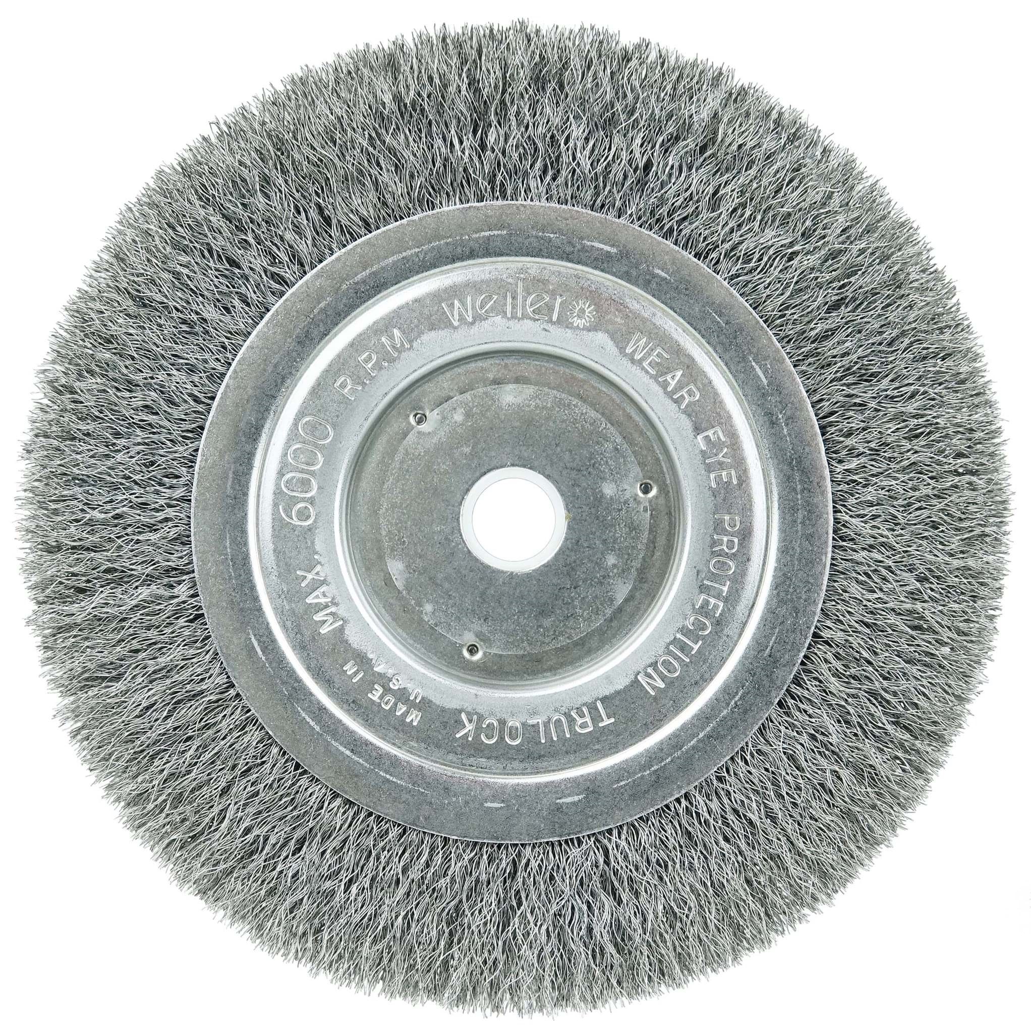 Picture of 6" Narrow Face Crimped Wire Wheel, Short Trim, .008" Steel Fill, 5/8"-1/2" Arbor Hole