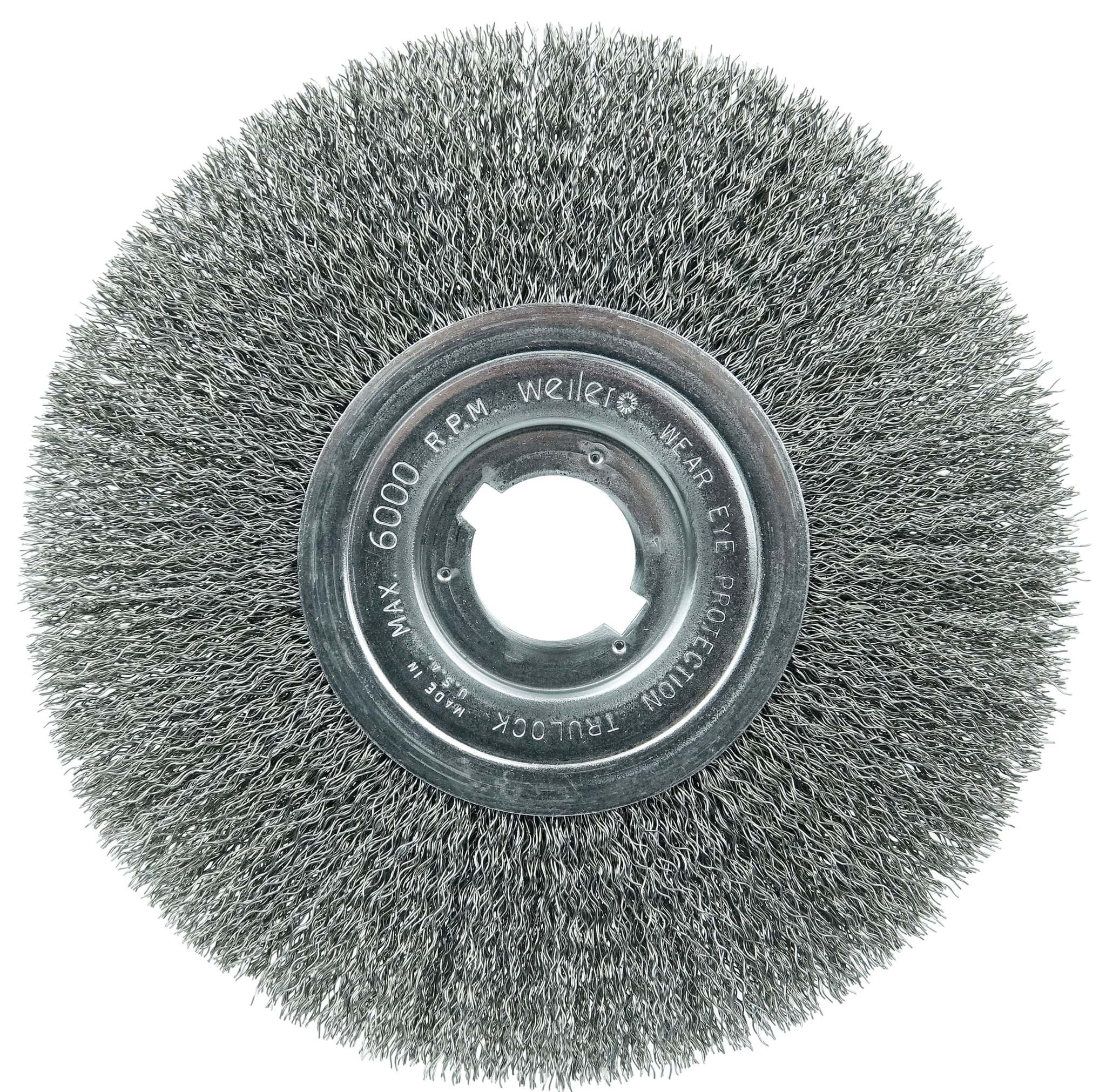 Picture of 8" Narrow Face Crimped Wire Wheel, .014" Steel Fill, 1-1/4" Arbor Hole