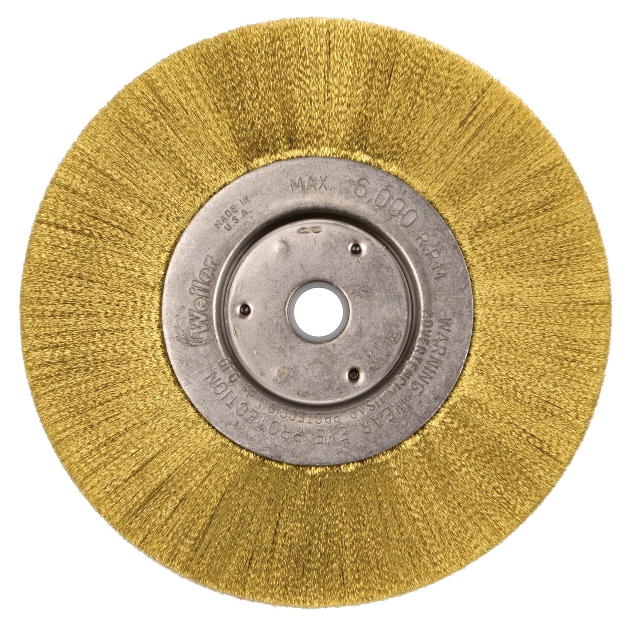 Picture of 6" Narrow Face Crimped Wire Wheel, .005" Brass Fill, 5/8"-1/2" Arbor Hole