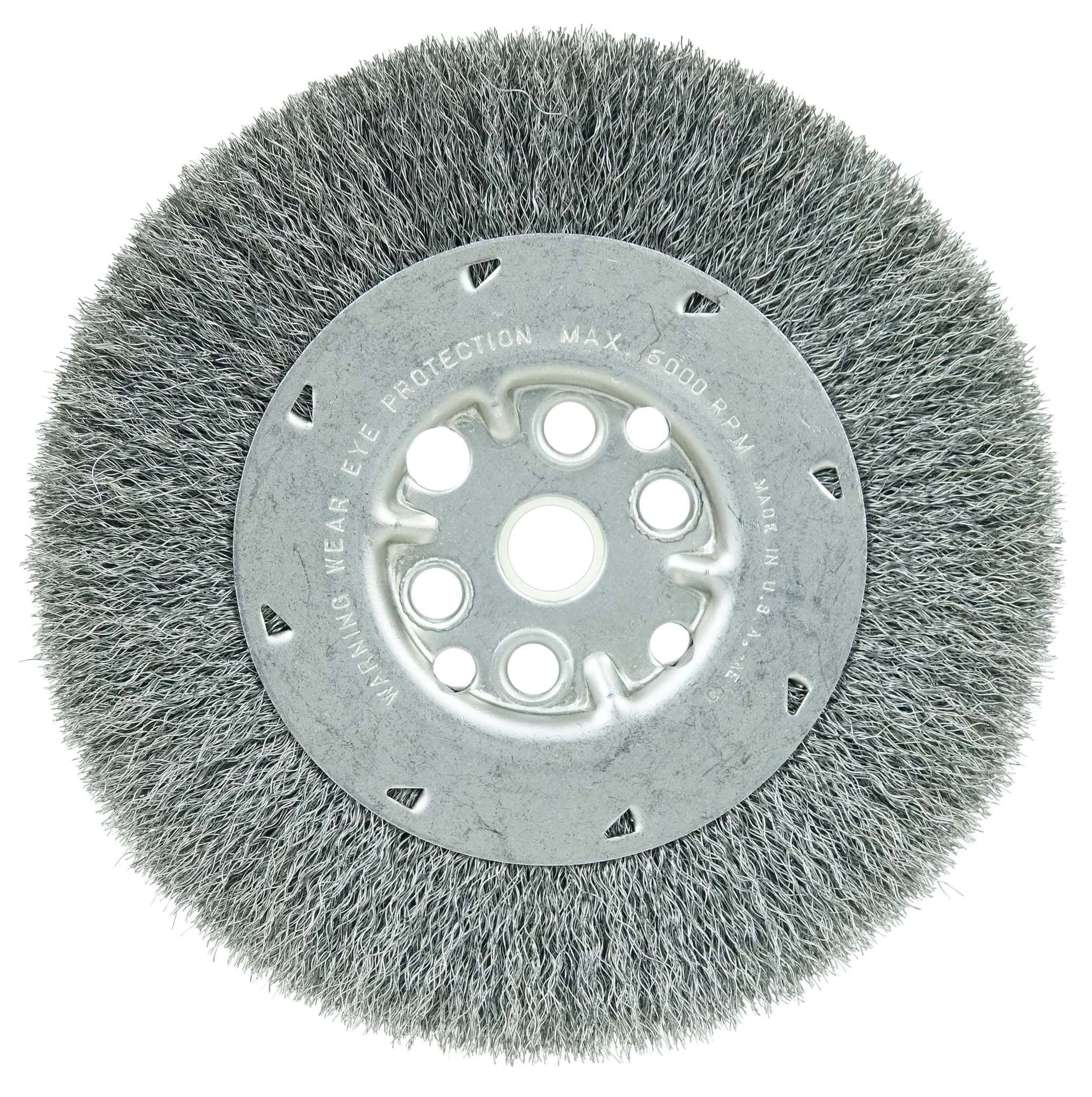 Picture of 6" Maximum Density Crimped Wire Wheel, .008" Steel Fill, 5/8"-1/2" Arbor Hole