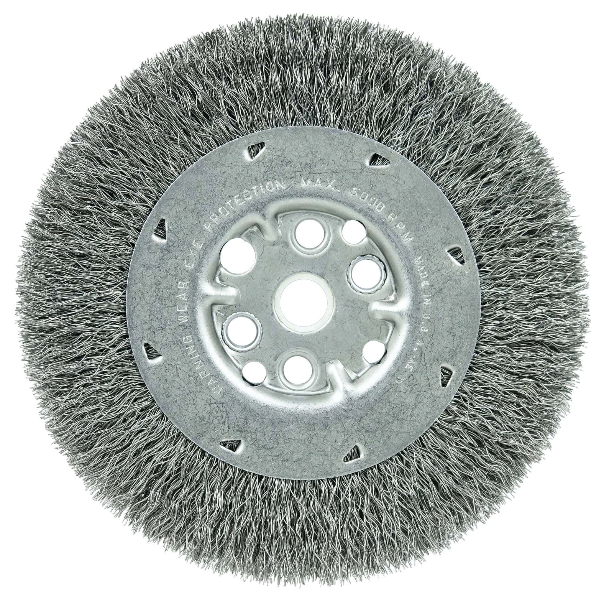 Picture of 6" Maximum Density Crimped Wire Wheel, .0118" Steel Fill, 5/8"-1/2" Arbor Hole