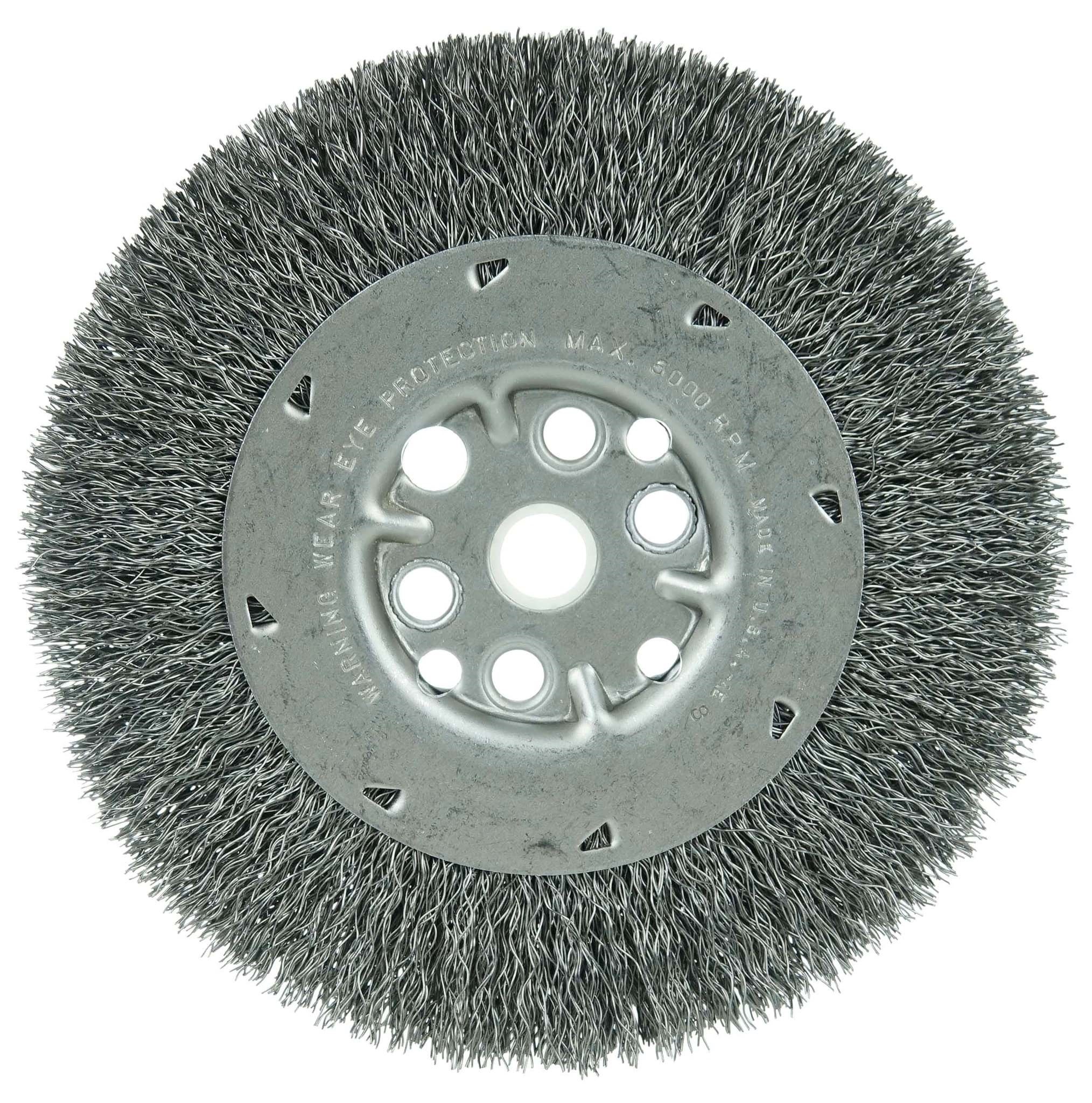 Picture of 6" Maximum Density Crimped Wire Wheel, .020" Steel Fill, 5/8"-1/2" Arbor Hole