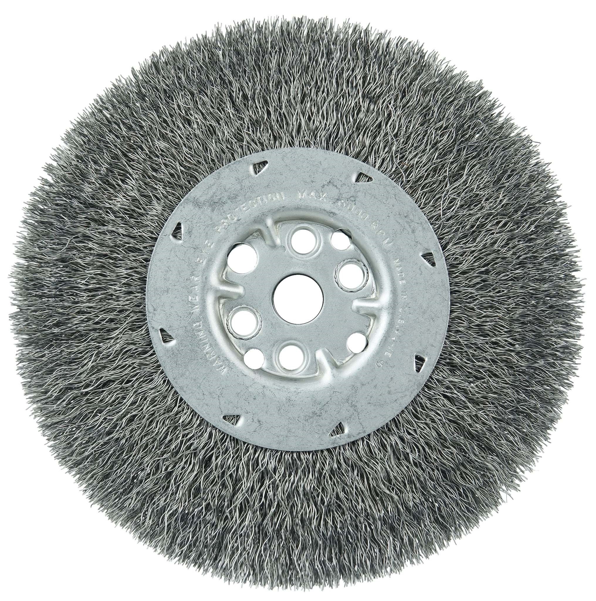 Picture of 7" Maximum Density Crimped Wire Wheel, .014" Steel Fill, 5/8"-1/2" Arbor Hole