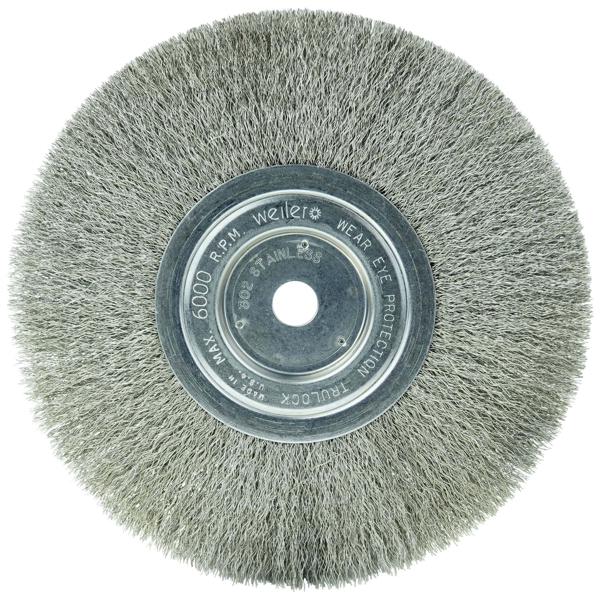 Picture of 8" Narrow Face Crimped Wire Wheel, .0104" Stainless Steel Fill, 5/8" Arbor Hole