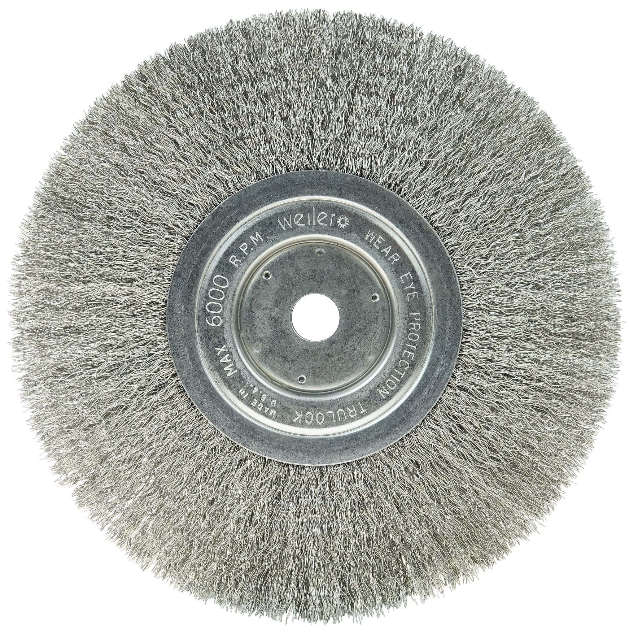Picture of 8" Narrow Face Crimped Wire Wheel, .0118" Stainless Steel Fill, 5/8" Arbor Hole