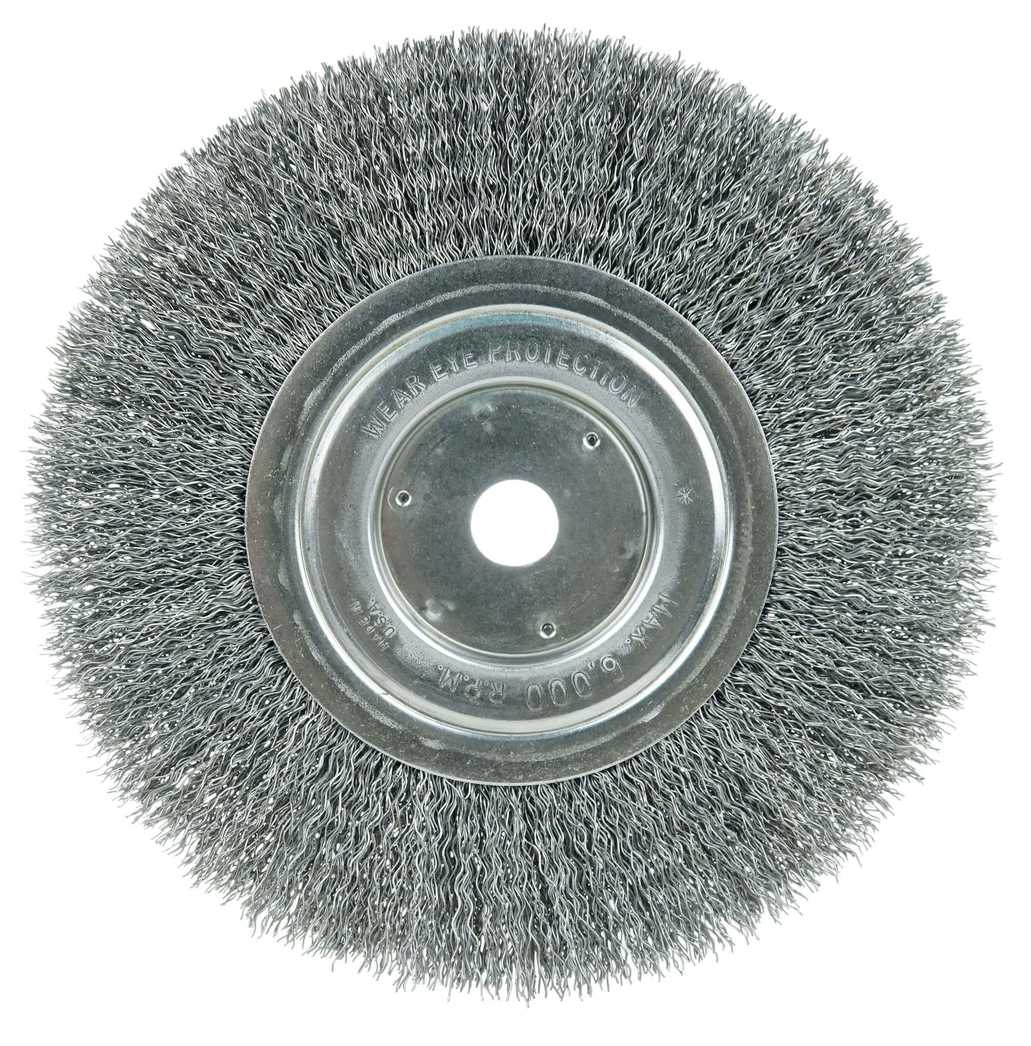Picture of 7" Wolverine Medium Face Bench Grinder Wheel, .014" Crimped Steel Wire Fill, 5/8" Arbor Hole