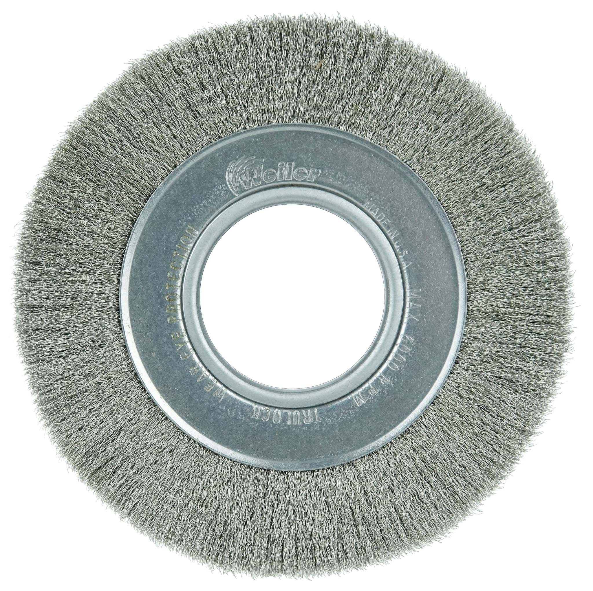 Picture of 6" Wide Face Crimped Wire Wheel, .006" Stainless Steel Fill, 2" Arbor Hole