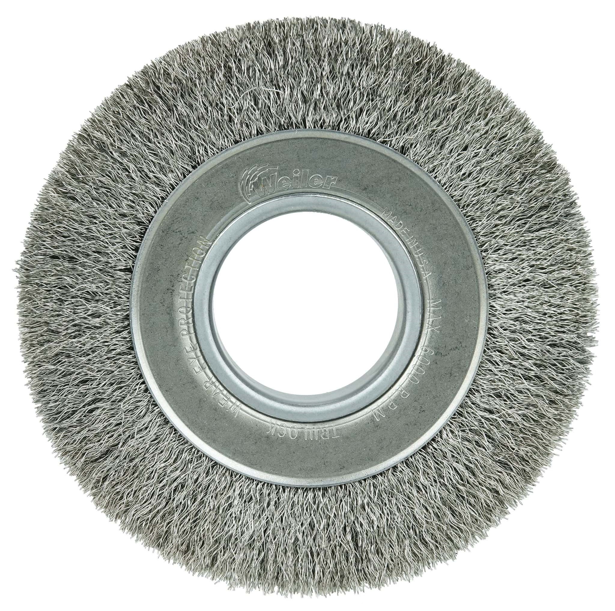 Picture of 6" Wide Face Crimped Wire Wheel, .0118" Stainless Steel Fill, 2" Arbor Hole