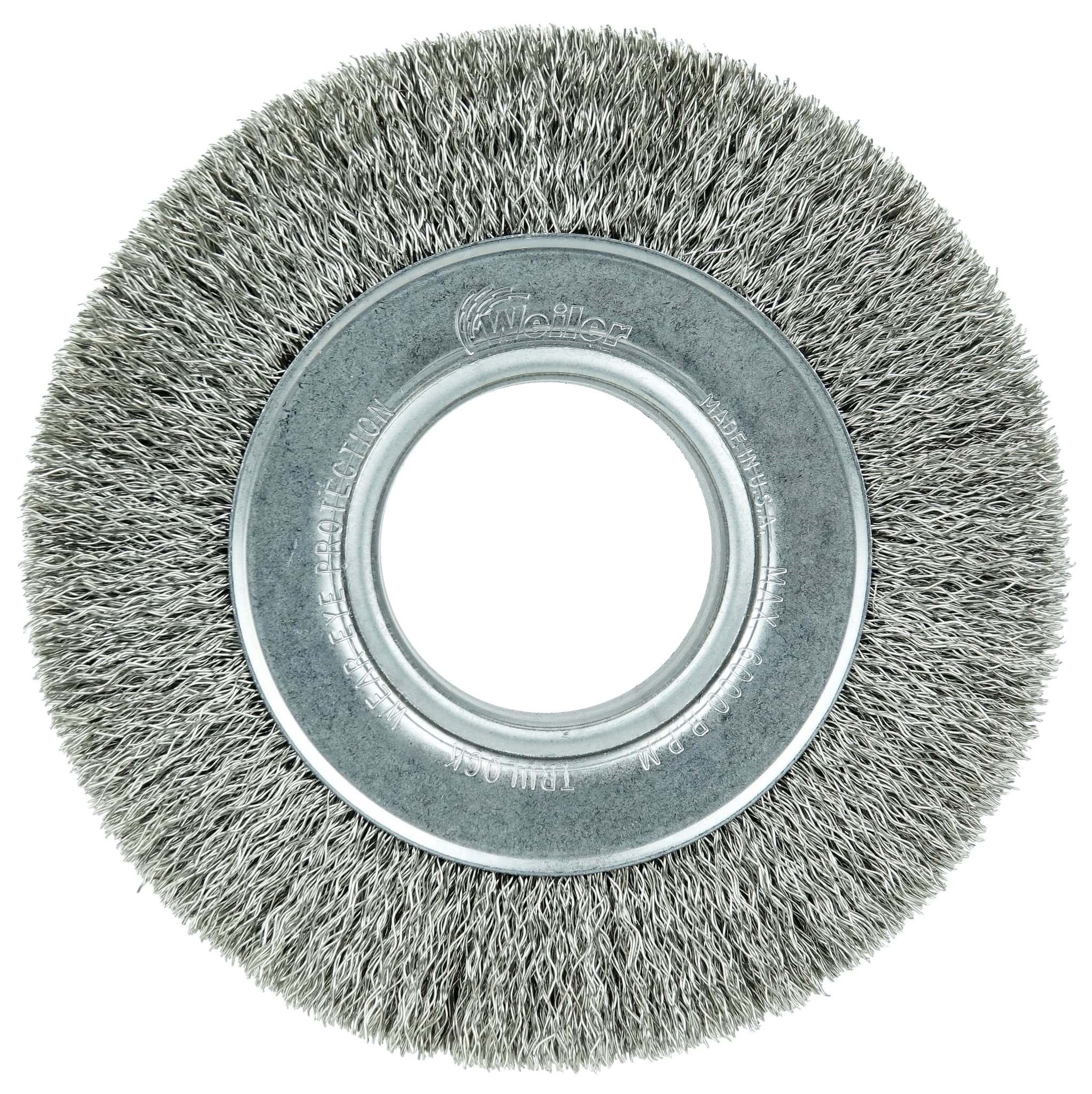 Picture of 6" Wide Face Crimped Wire Wheel, .014" Stainless Steel Fill, 2" Arbor Hole