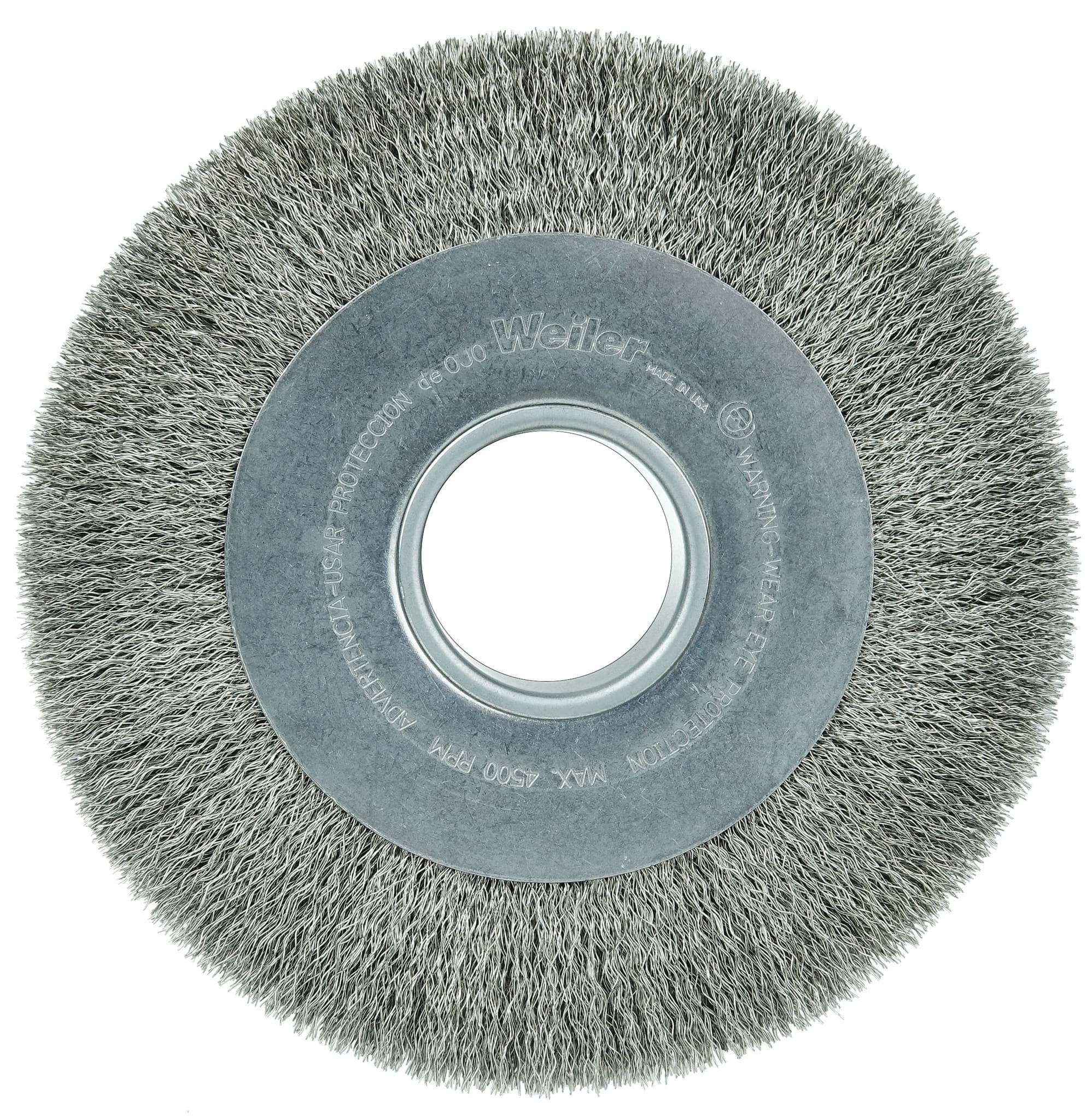 Picture of 8" Wide Face Crimped Wire Wheel, .0118" Stainless Steel Fill, 2" Arbor Hole