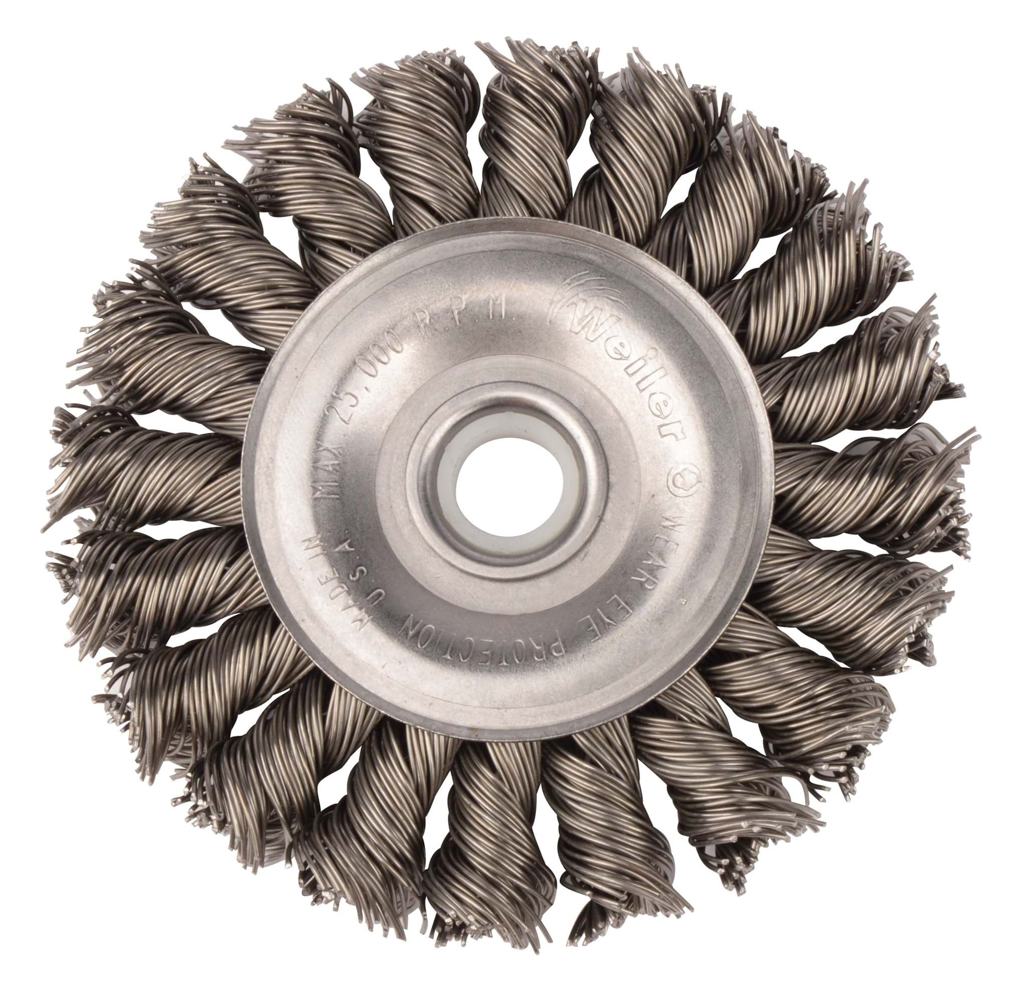 Picture of 3" Standard Twist Knot Wire Wheel, .020" Steel Fill, 1/2"-3/8" Arbor Hole