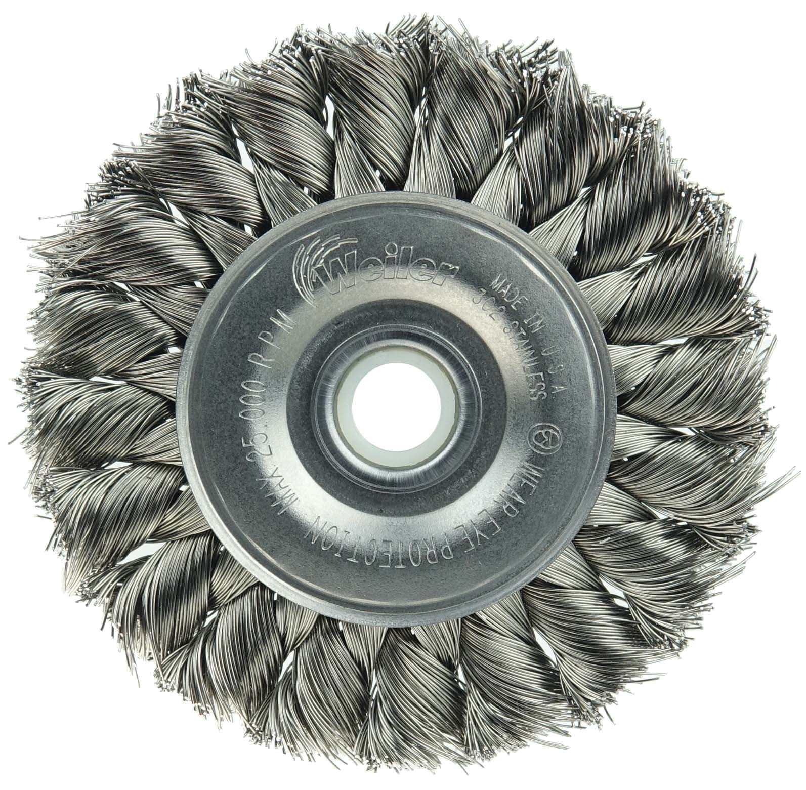 Picture of 3" Standard Twist Knot Wire Wheel, .0118" Stainless Steel Fill, 1/2"-3/8" Arbor Hole