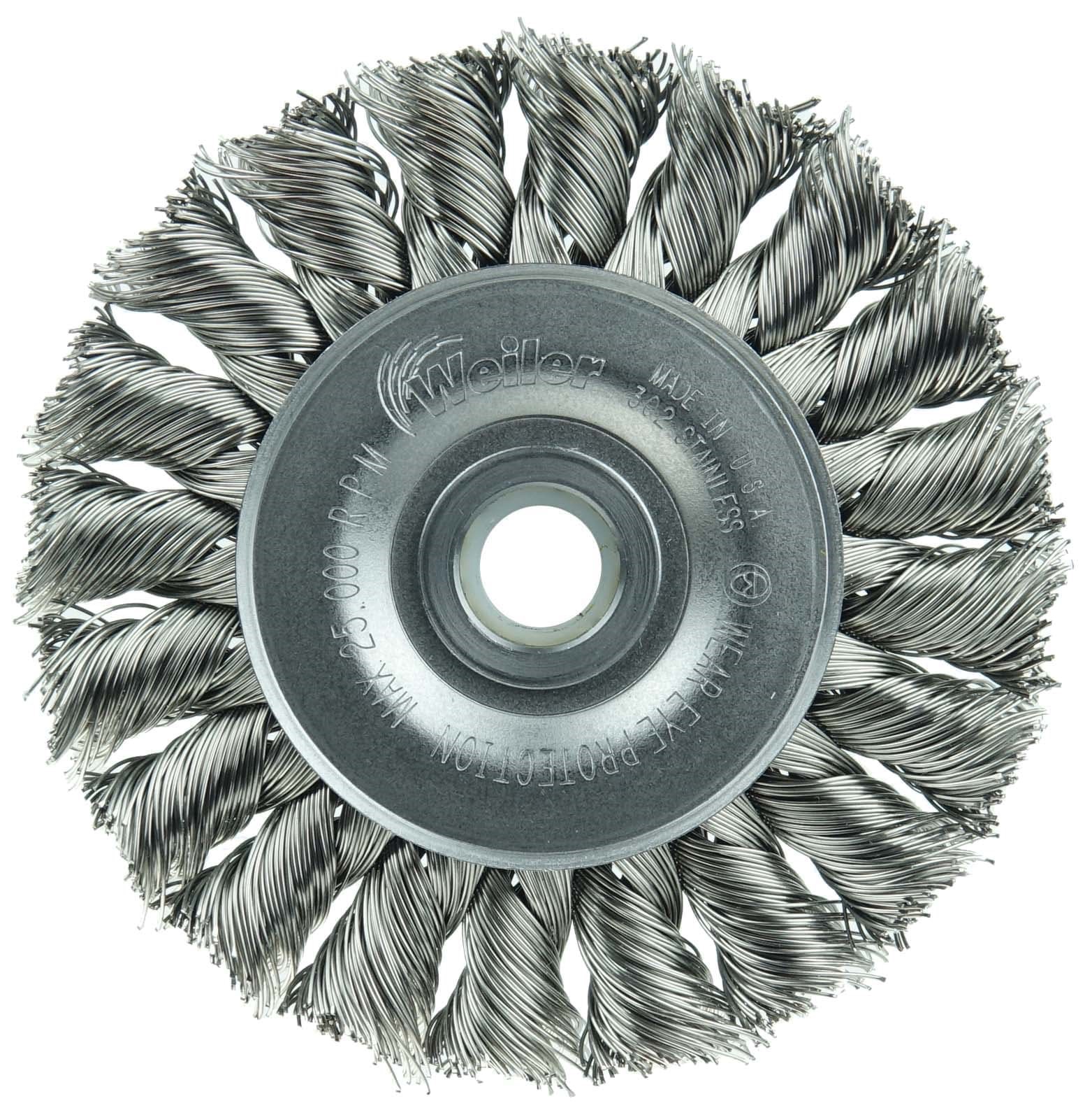 Picture of 3" Standard Twist Knot Wire Wheel, .014" Stainless Steel Fill, 1/2"-3/8" Arbor Hole
