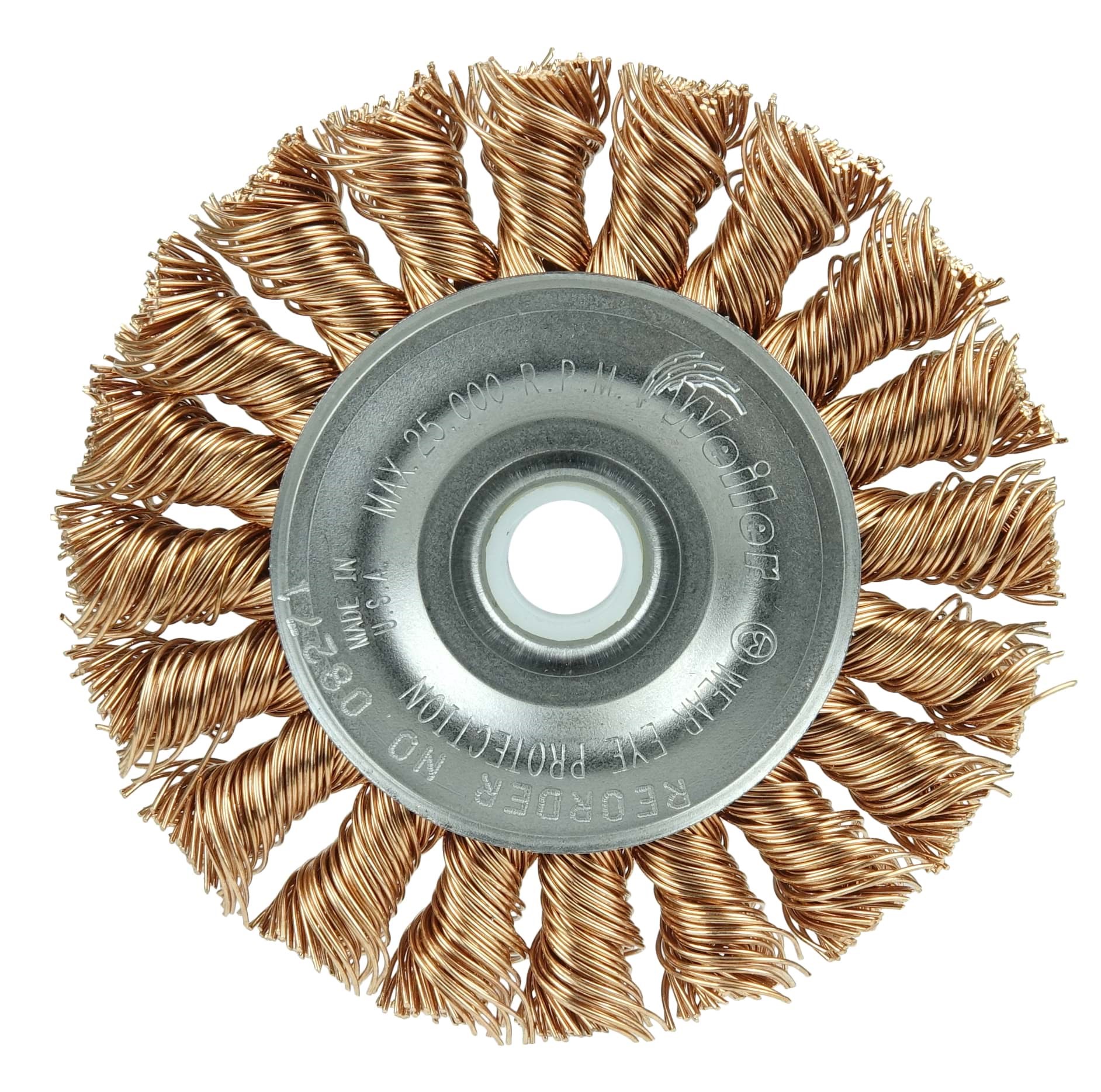 Picture of 3" Standard Twist Knot Wire Wheel, .020" Bronze Fill, 1/2"-3/8" Arbor Hole
