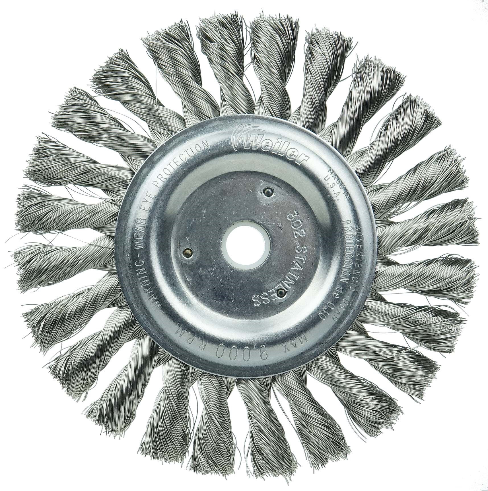 Picture of 6" Standard Twist Knot Wire Wheel, .0118" Stainless Steel Fill, 5/8"-1/2" Arbor Hole