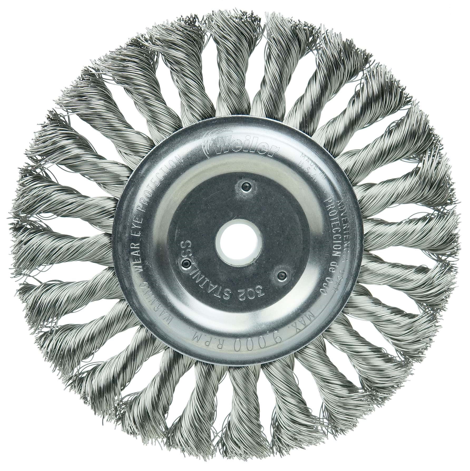 Picture of 6" Standard Twist Knot Wire Wheel, .016" Stainless Steel Fill, 5/8"-1/2" Arbor Hole