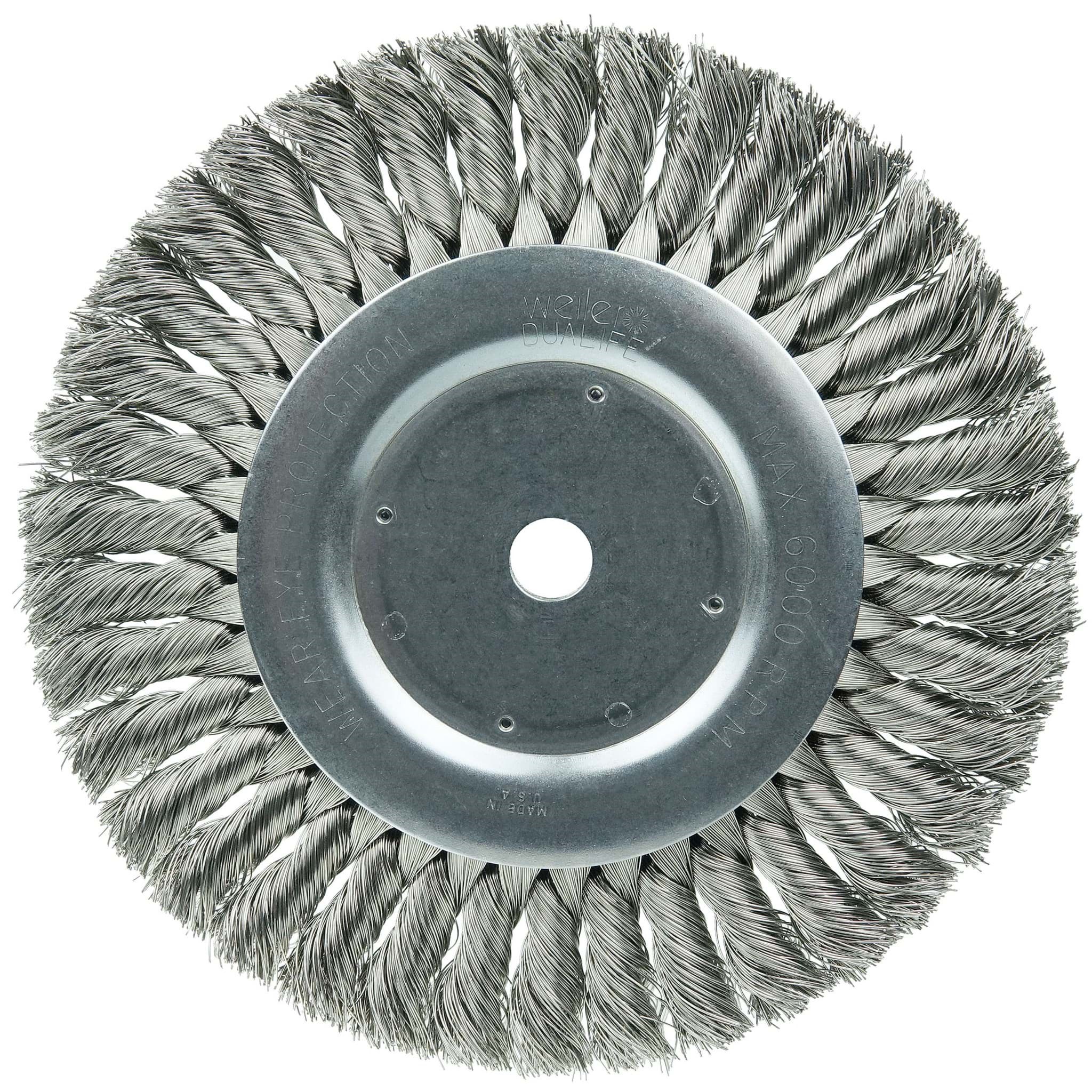 Picture of 8" Standard Twist Knot Wire Wheel, .016" Stainless Steel Fill, 5/8" Arbor Hole