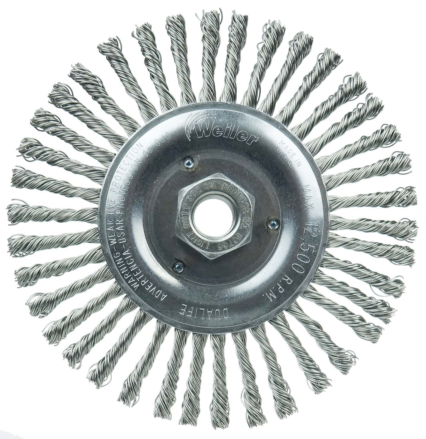 Picture of Roughneck Jr. 6" Root Pass Weld Cleaning Brush, .020" Stainless Steel Wire Fill, 5/8"-11 UNC Nut