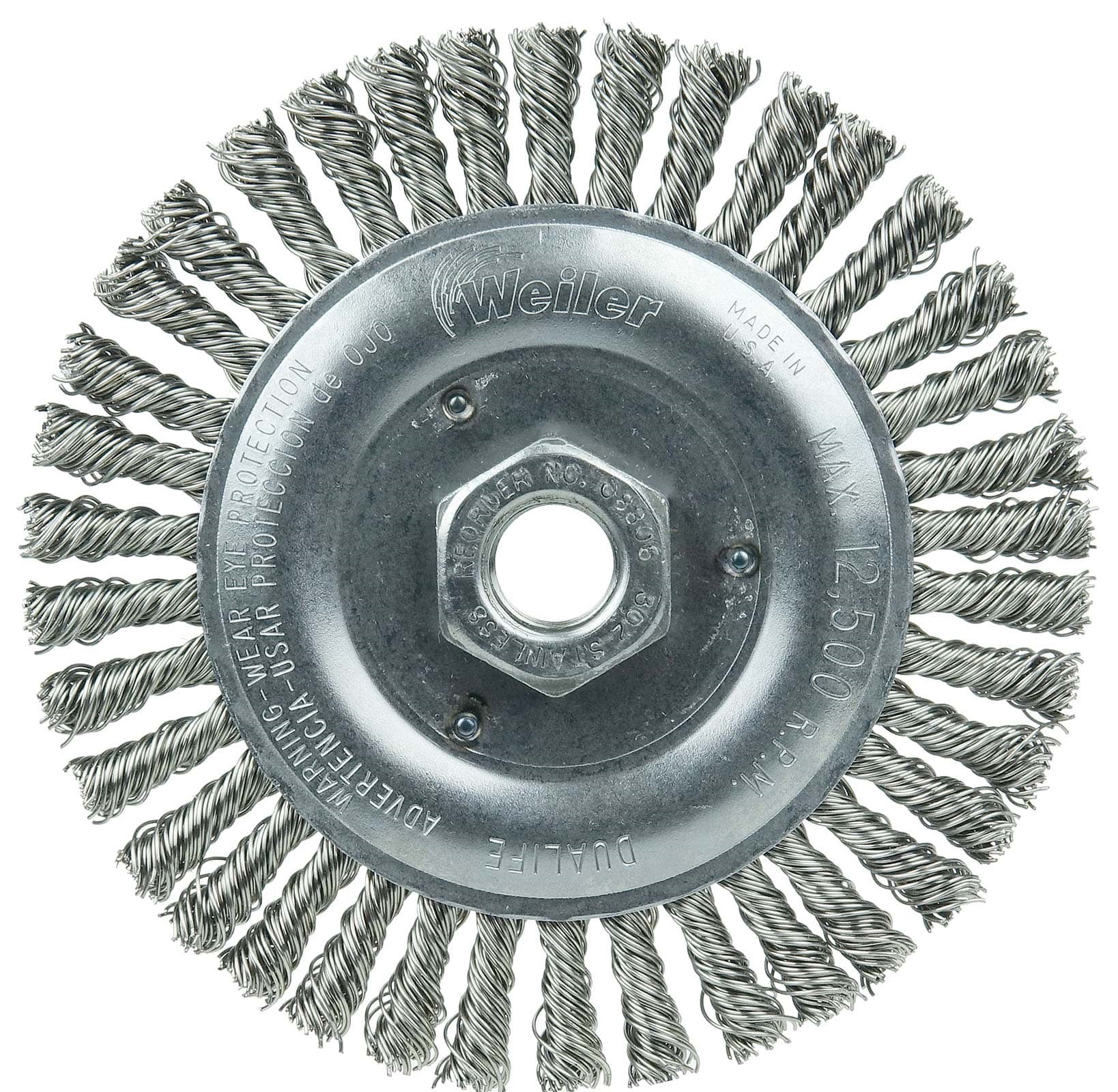 Picture of Roughneck Jr. 5" Root Pass Weld Cleaning Brush, .020 Stainless Steel Wire, 5/8"-11 UNC Nut