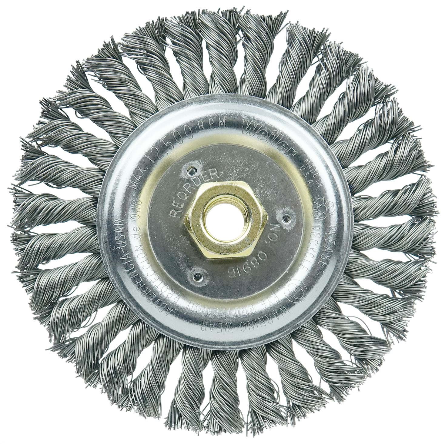 Picture of Roughneck Jr. 6" Filler Pass Weld Cleaning Brush, .023" Steel Wire Fill, 5/8"-11 UNC Nut