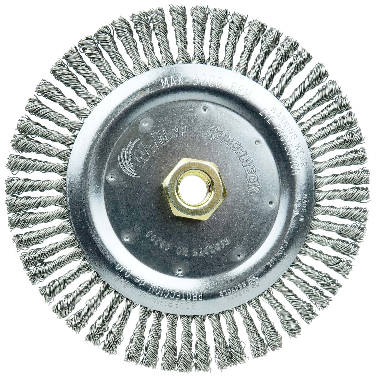 Picture of Roughneck 7" Root Pass Weld Cleaning Brush, .020" Stainless Steel Wire Fill, 5/8"-11 UNC Nut