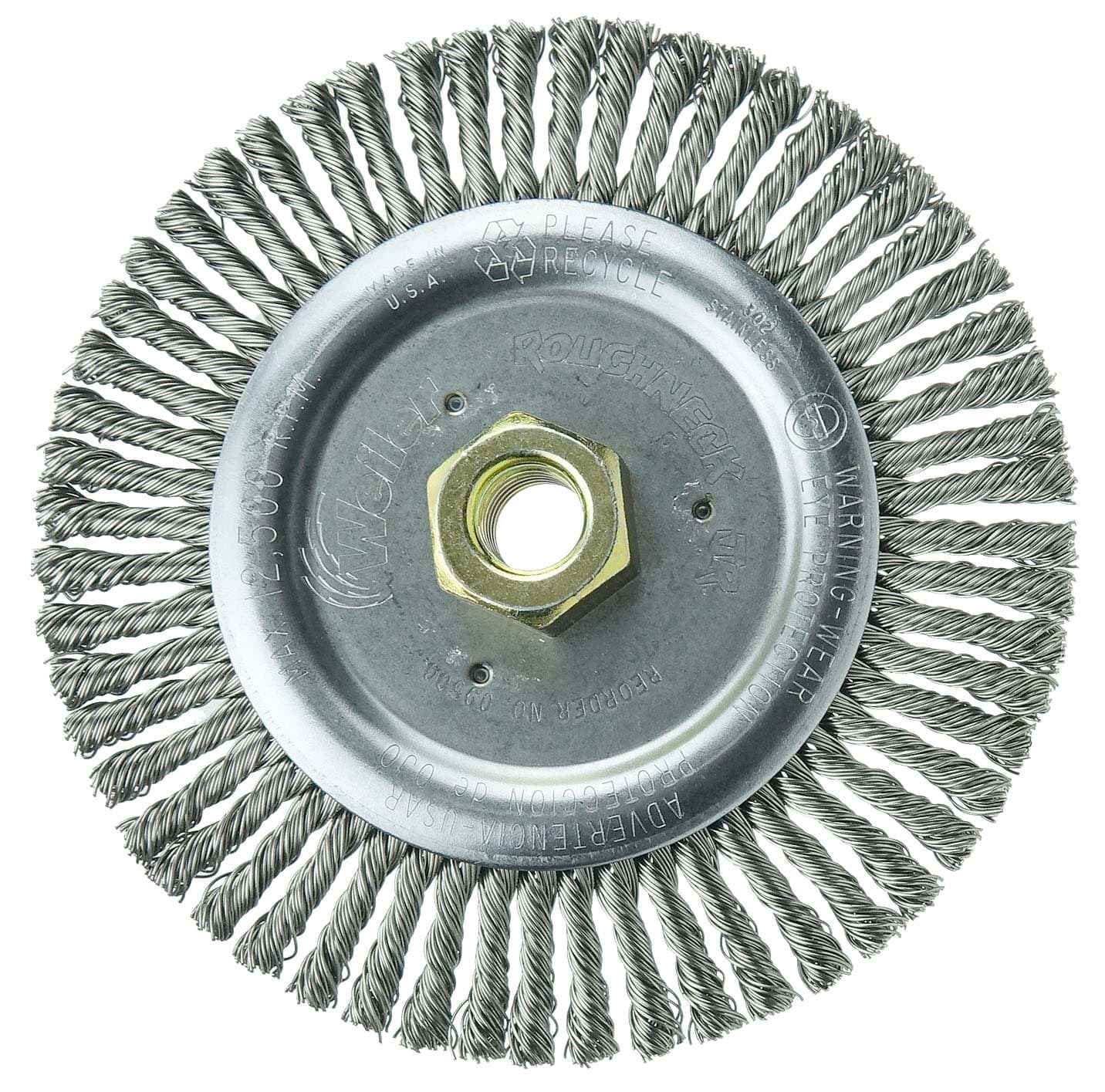 Picture of Roughneck Jr. 6" Root Pass Weld Cleaning Brush, .020" Stainless Steel Wire Fill, 5/8"-11 UNC Nut