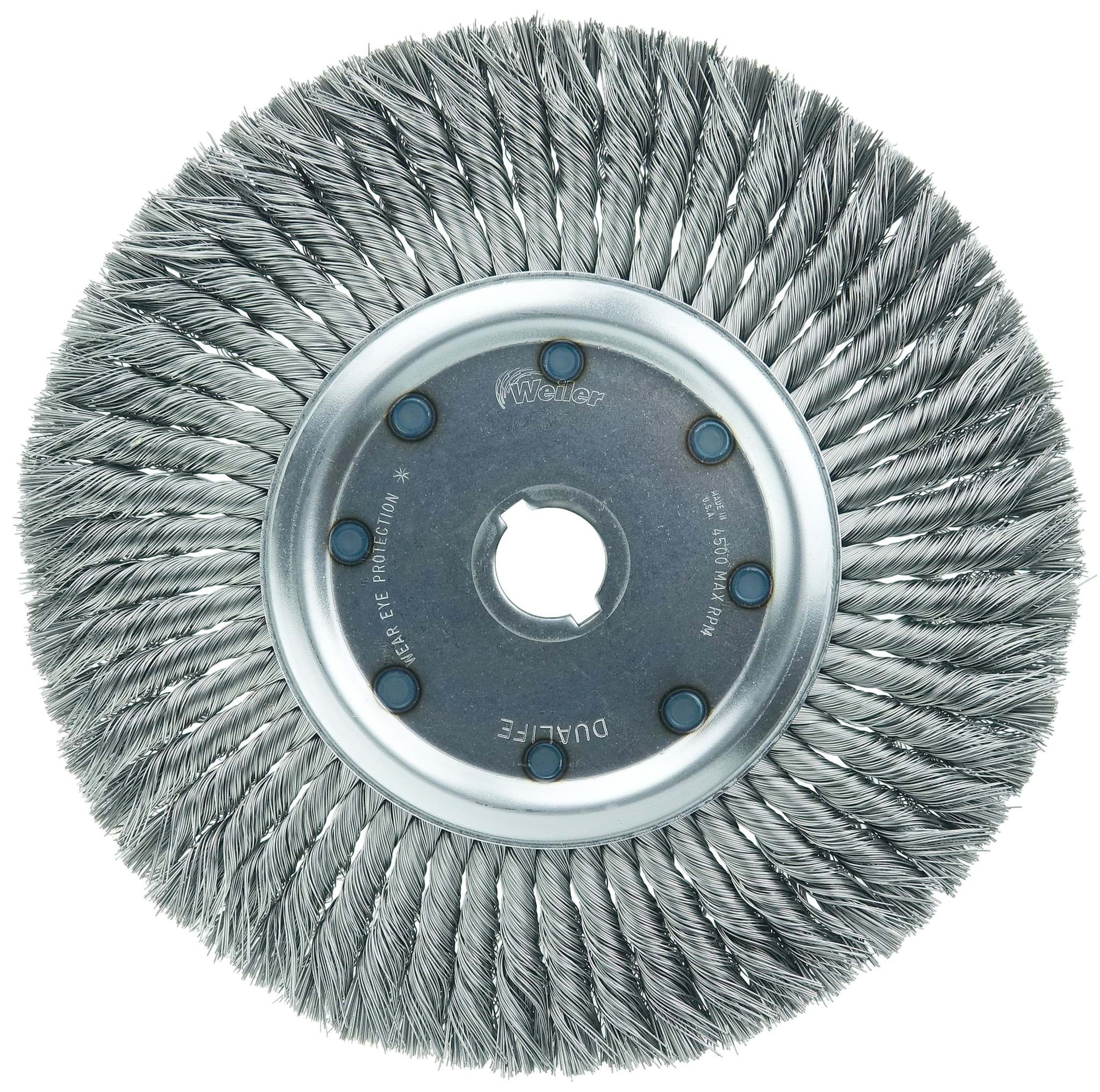 Picture of 12" Standard Twist Knot Wire Wheel, .020" Steel Fill, 1-1/4" Arbor Hole