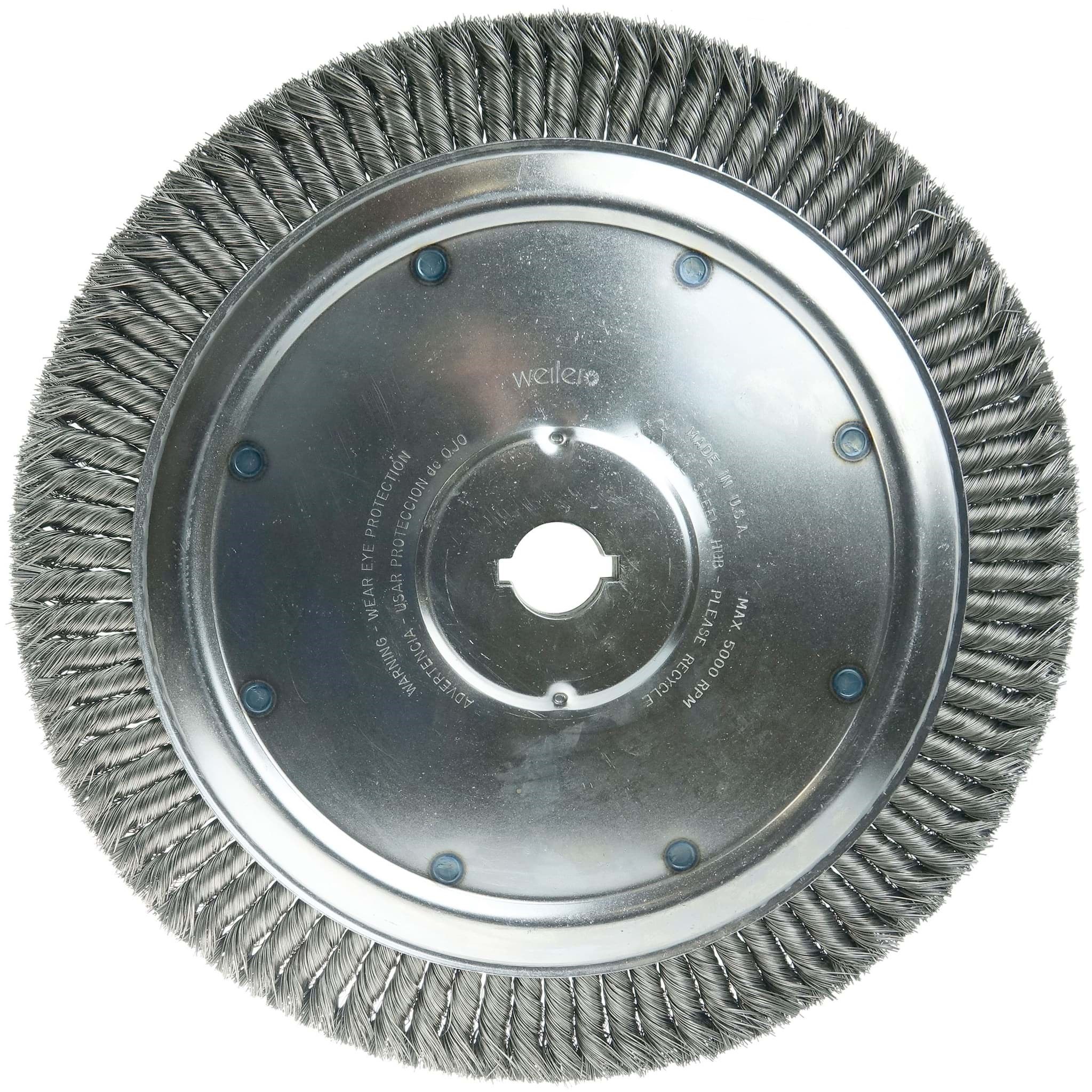 Picture of 14" Extra High Density Standard Twist Knot Wire Wheel, .016" Steel Fill, 1-1/4" Arbor Hole