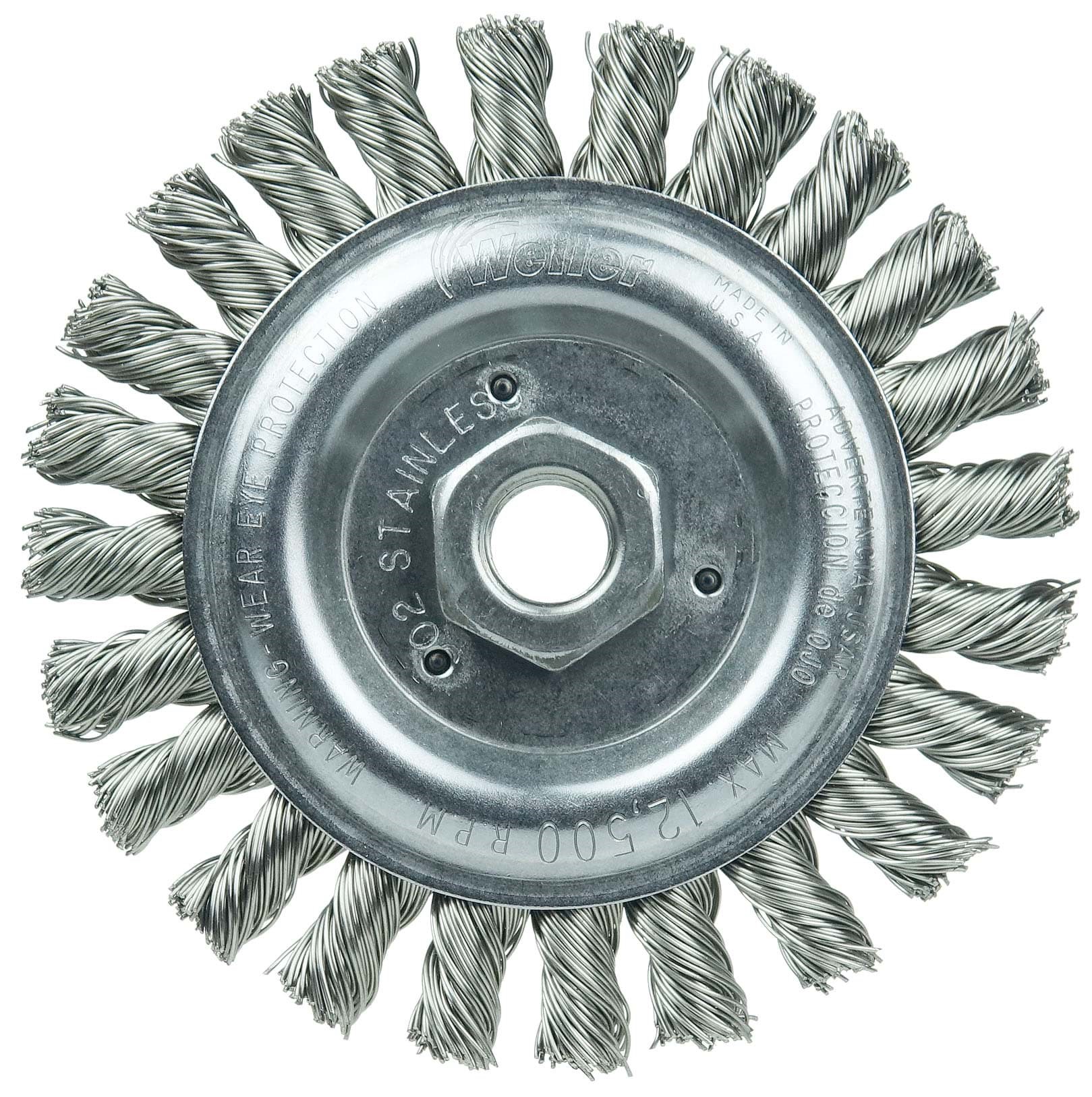 Picture of Roughneck Jr. 5" Filler Pass Weld Cleaning Brush, .023" Stainless Steel Wire Fill, 5/8"-11 UNC Nut