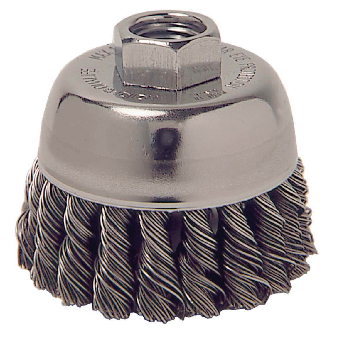 Picture of 2-3/4" Single Row Knot Wire Cup Brush, .014" Steel Fill, 5/8"-11 UNC Nut