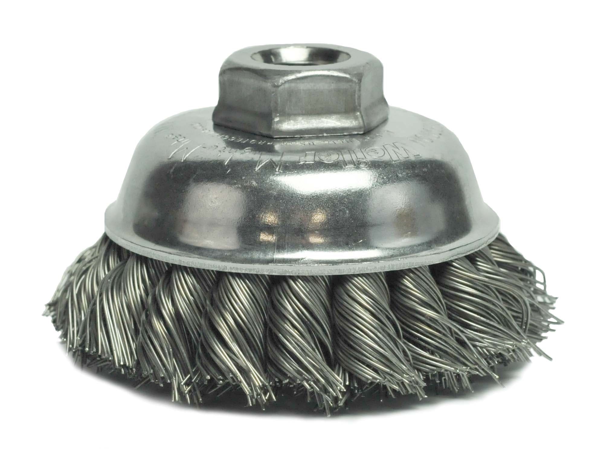 Picture of 3-1/2" Single Row Knot Wire Cup Brush, .023" Steel Fill, 5/8"-11 UNC Nut