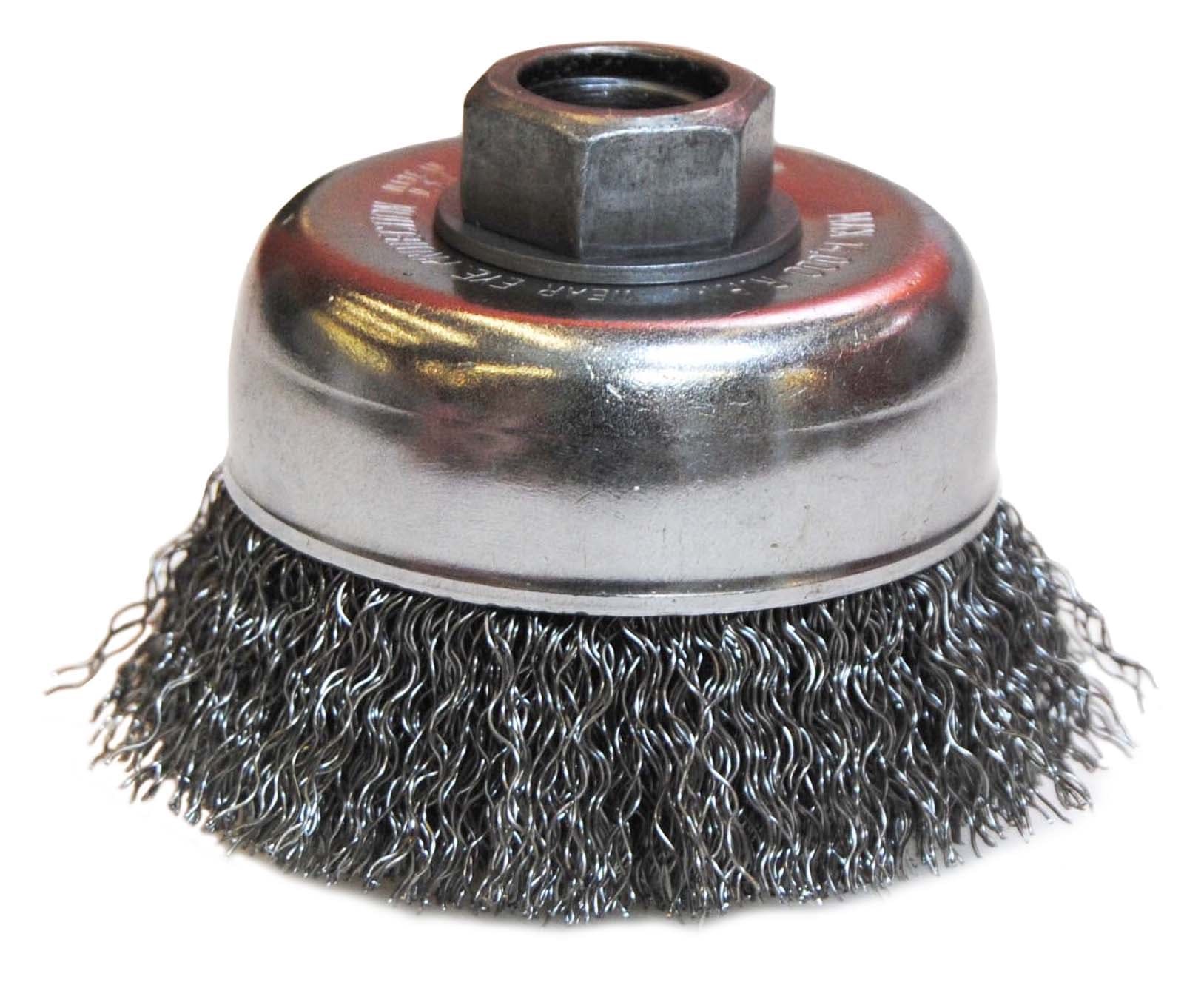 Picture of 3" Crimped Wire Cup Brush, .014" Steel Fill, 5/8"-11 UNC Nut