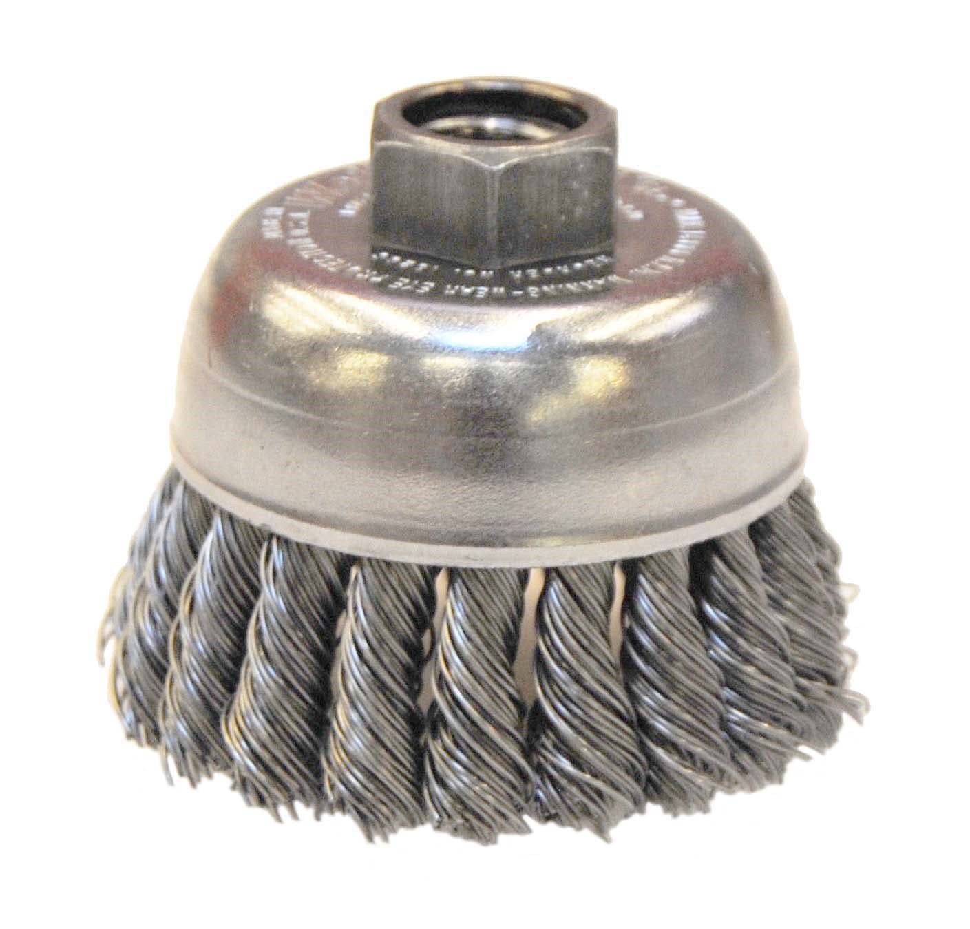 Picture of 2-3/4" Single Row Knot Wire Cup Brush, .020" Steel Fill, 5/8"-11 UNC Nut