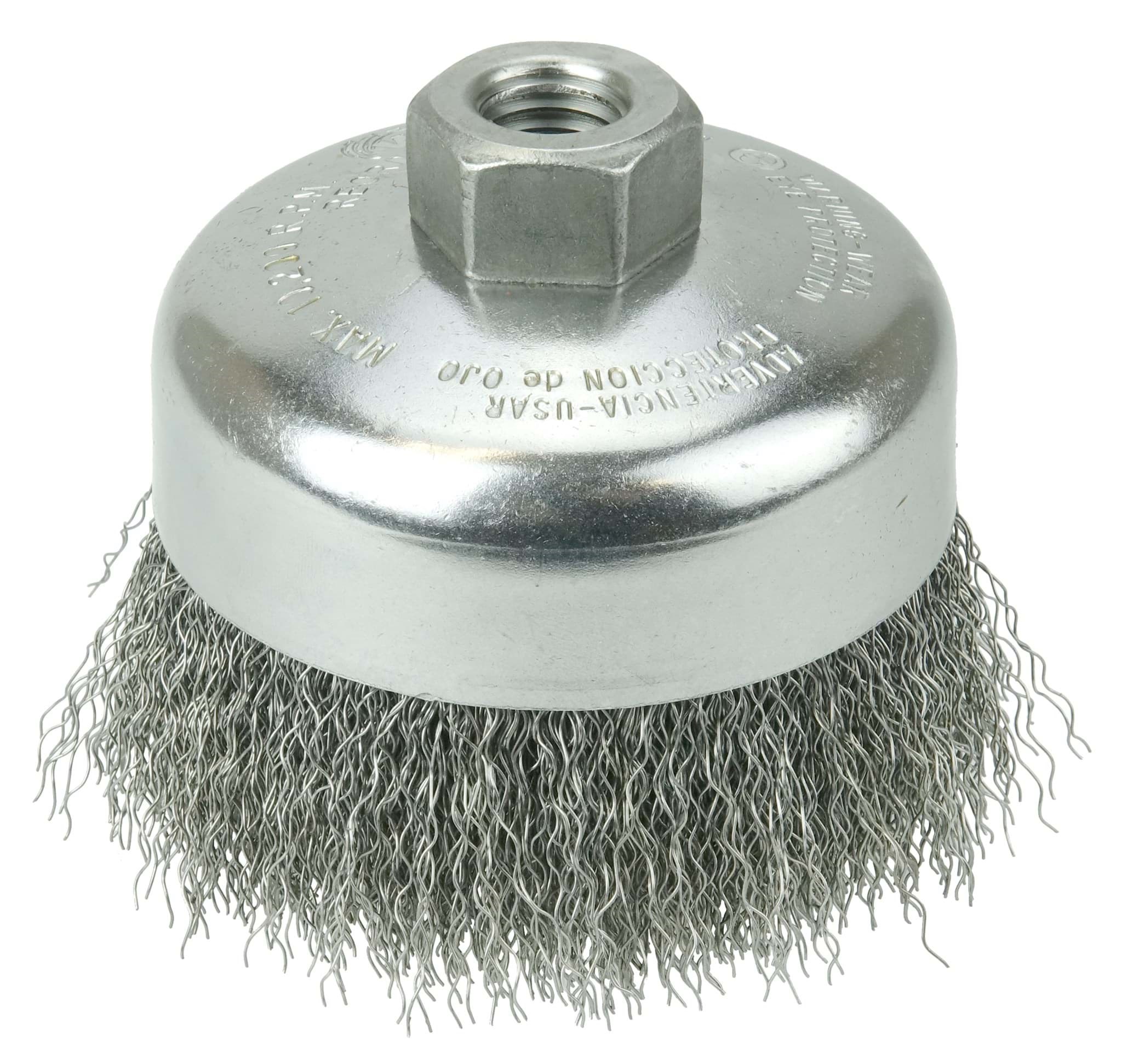 Picture of 4" Crimped Wire Cup Brush, .0118" Steel Fill, 5/8"-11 UNC Nut