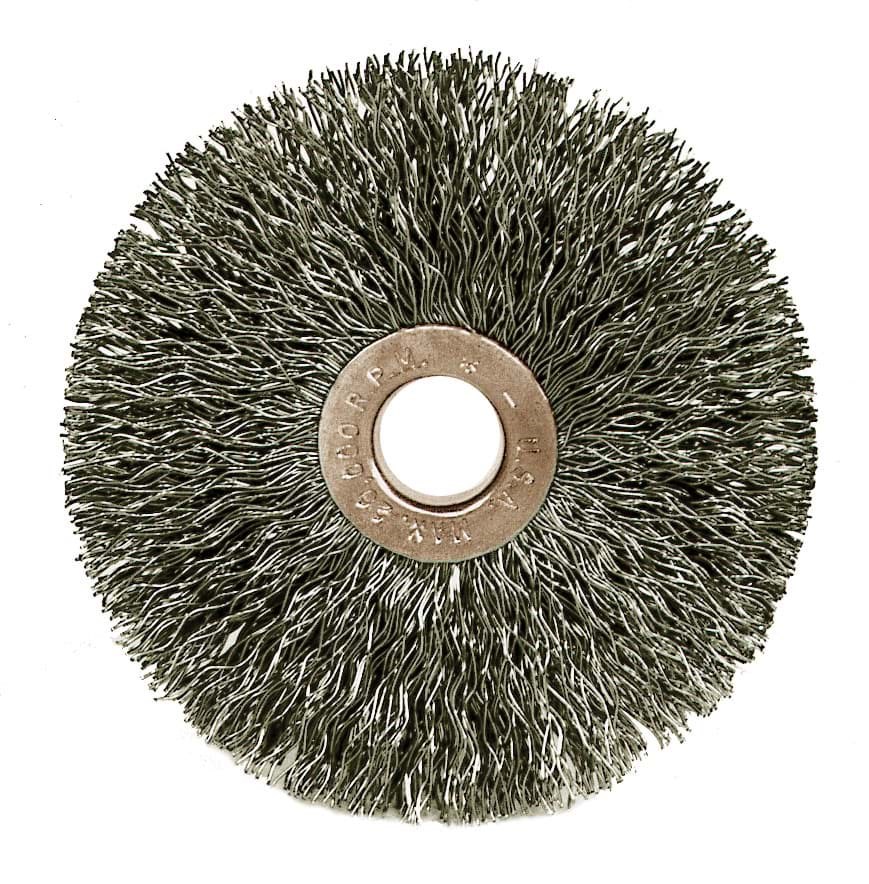 Picture of 3" Small Diameter Crimped Wire Wheel, .014" Steel Fill, 1/2"-3/8" Arbor Hole