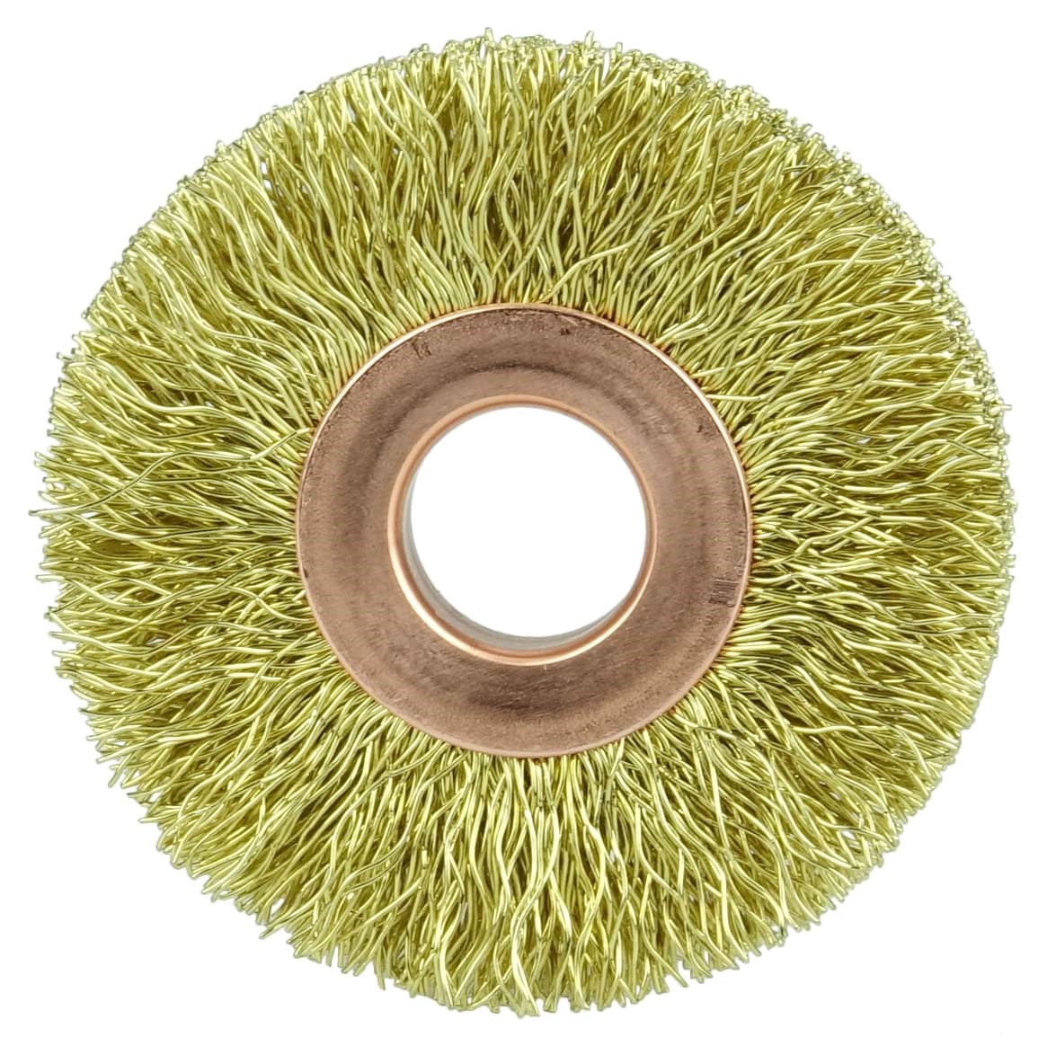 Picture of 2" Small Diameter Crimped Wire Wheel, .0118" Brass Fill, 1/2" Arbor Hole