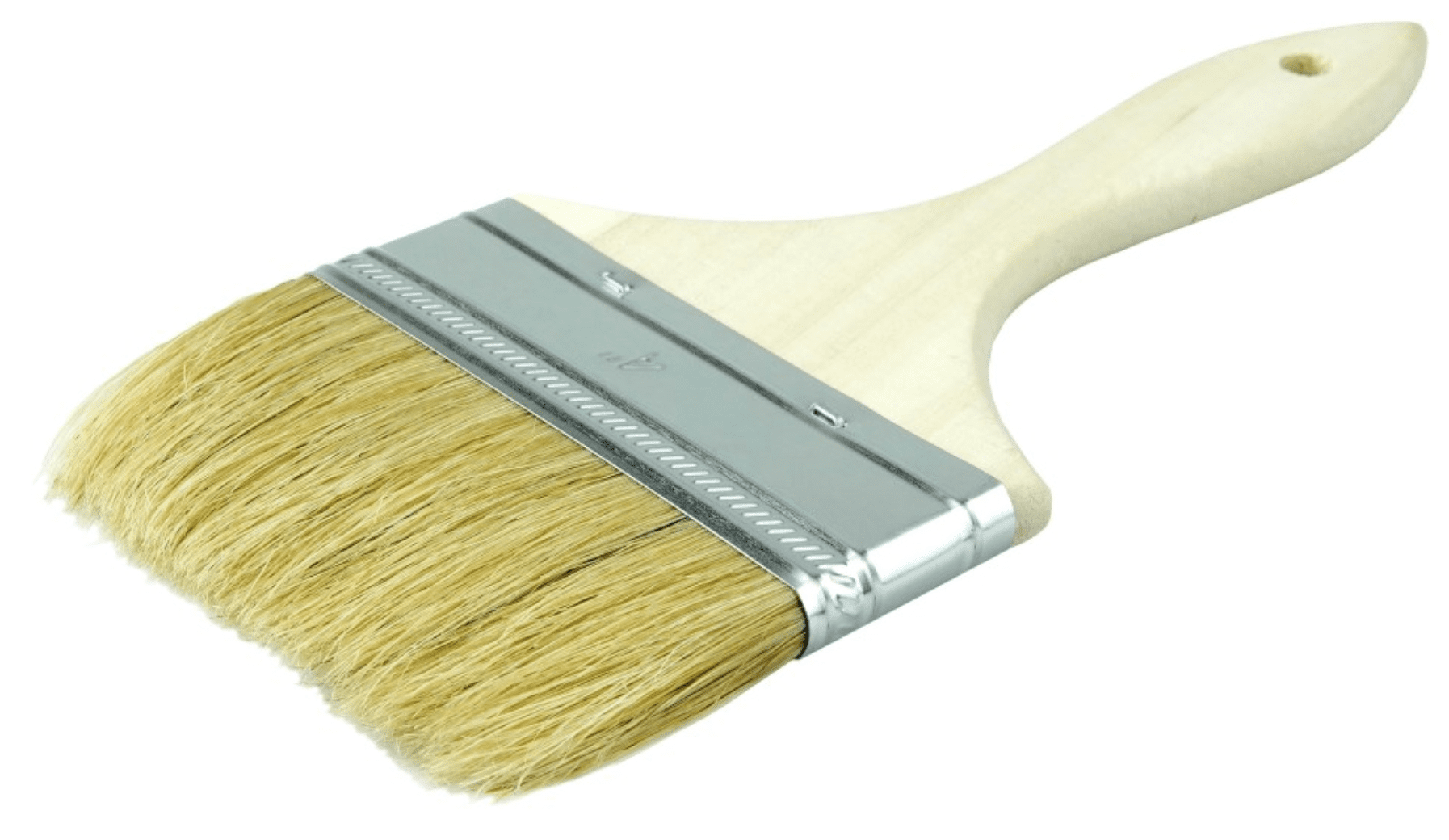 Picture of 4" Chip & Oil Brush, 5/8" Thick, White Bristle, 2" Trim Length, Wood Handle