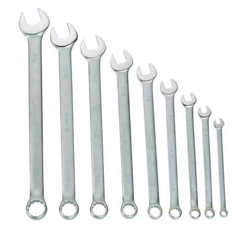 Picture of Satin Chrome Finish Wrench Set 9 Piece 1/4-3/4